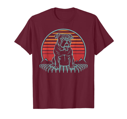 English Bulldog Lover Dog Owner Retro Vintage 80s T-Shirt