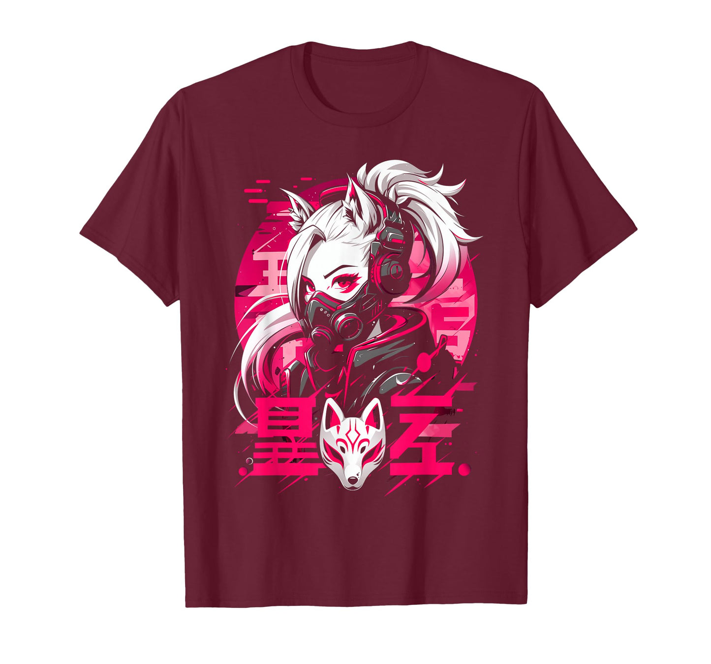 Anime Manga Cyberpunk Aesthetic Techwear Harajuku Kitsune T-Shirt