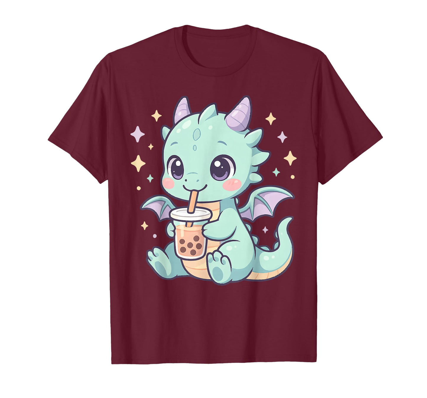 Cute Chibi Baby Dragon with Bubble Tea Kawaii Anime Pastel T-Shirt