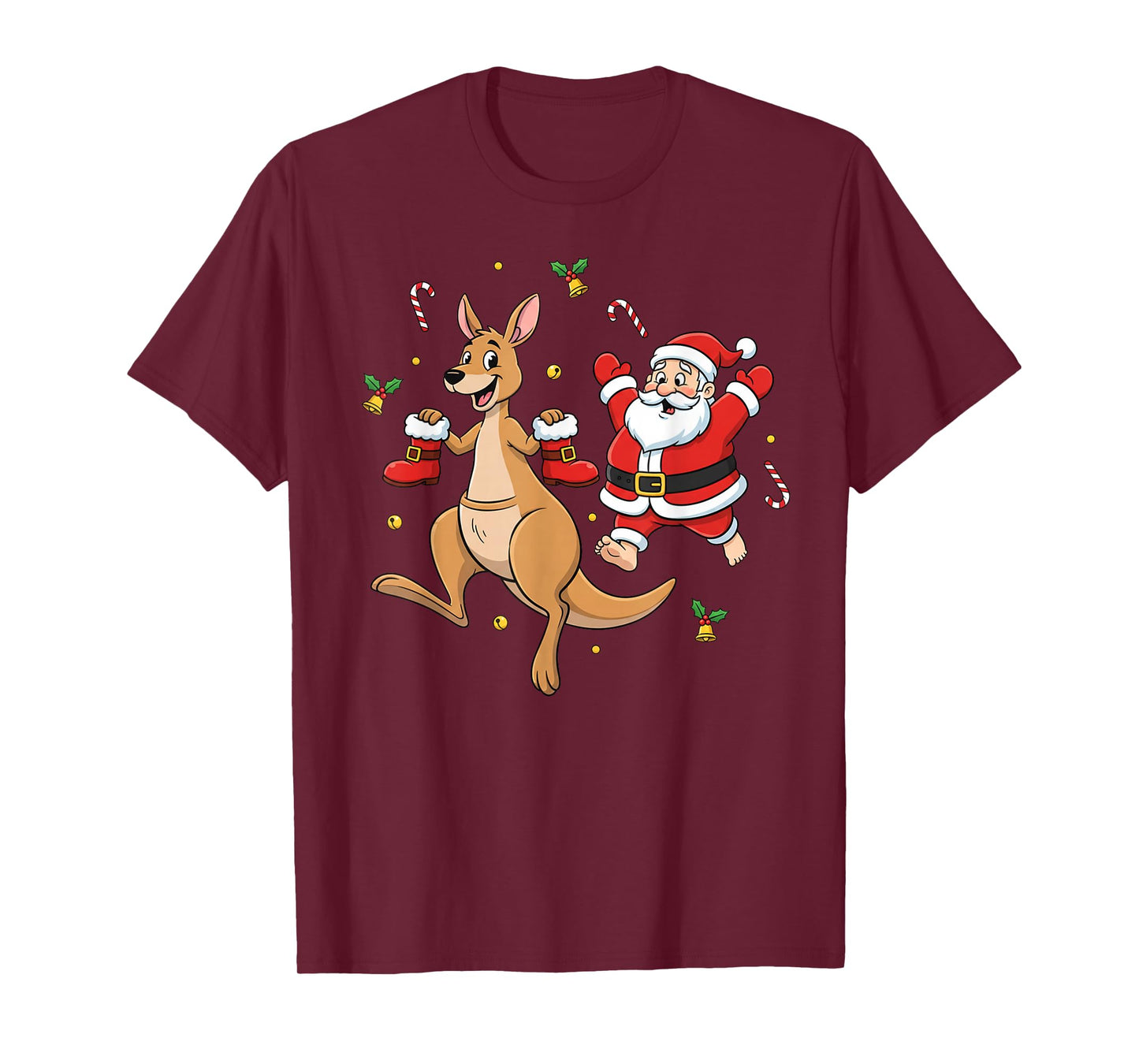 Funny Kangaroo Santa Claus Boots Christmas Womens Mens Kids T-Shirt