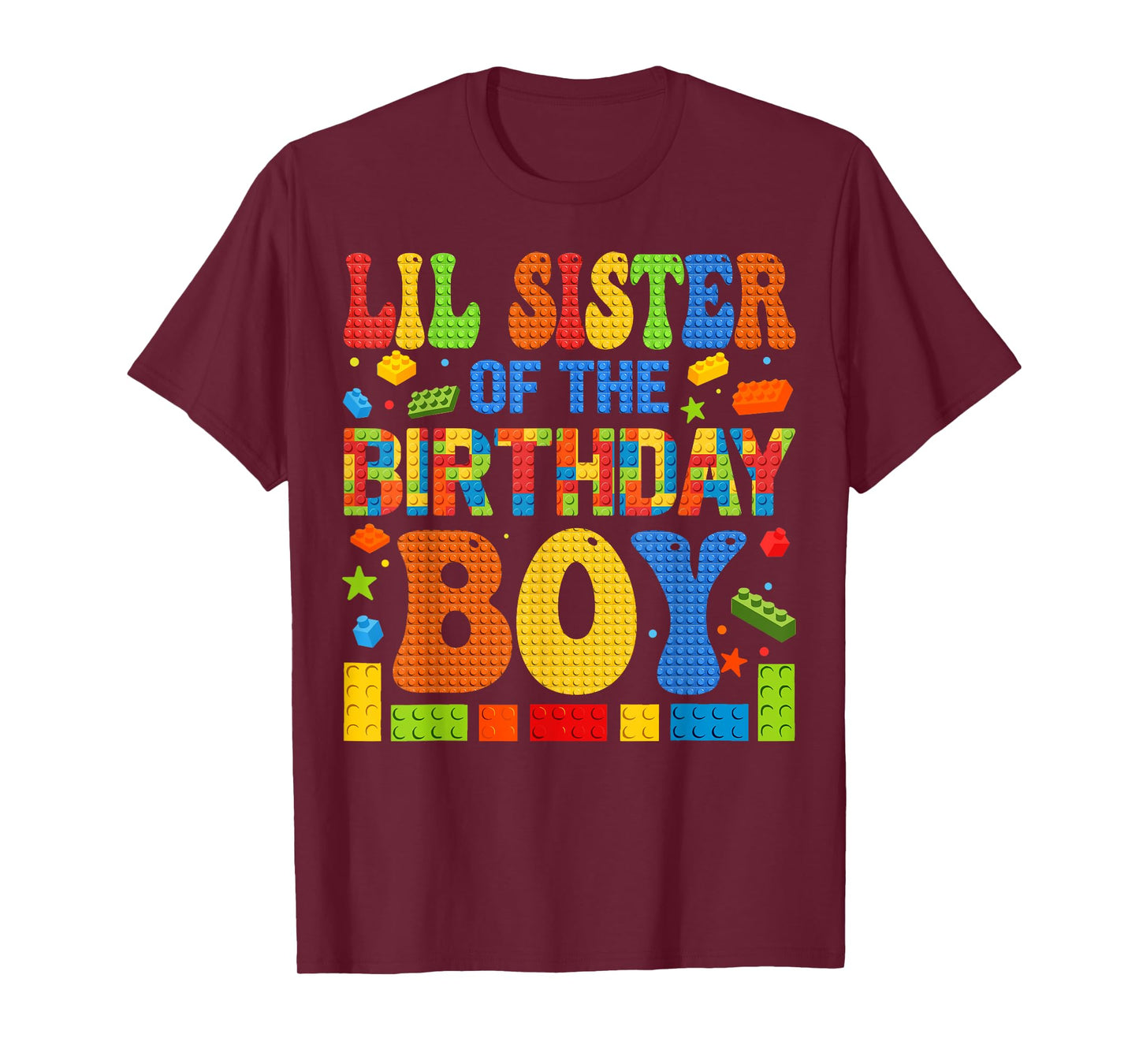 Lil Sister Of The Birthday Boy Building Block Birthday Party T-Shirt