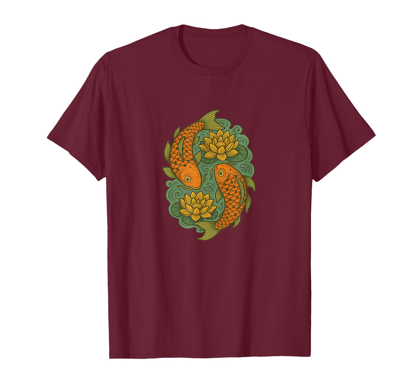 Koi and Lotus Flowers Peaceful Zen Nature Inspired Design T-Shirt