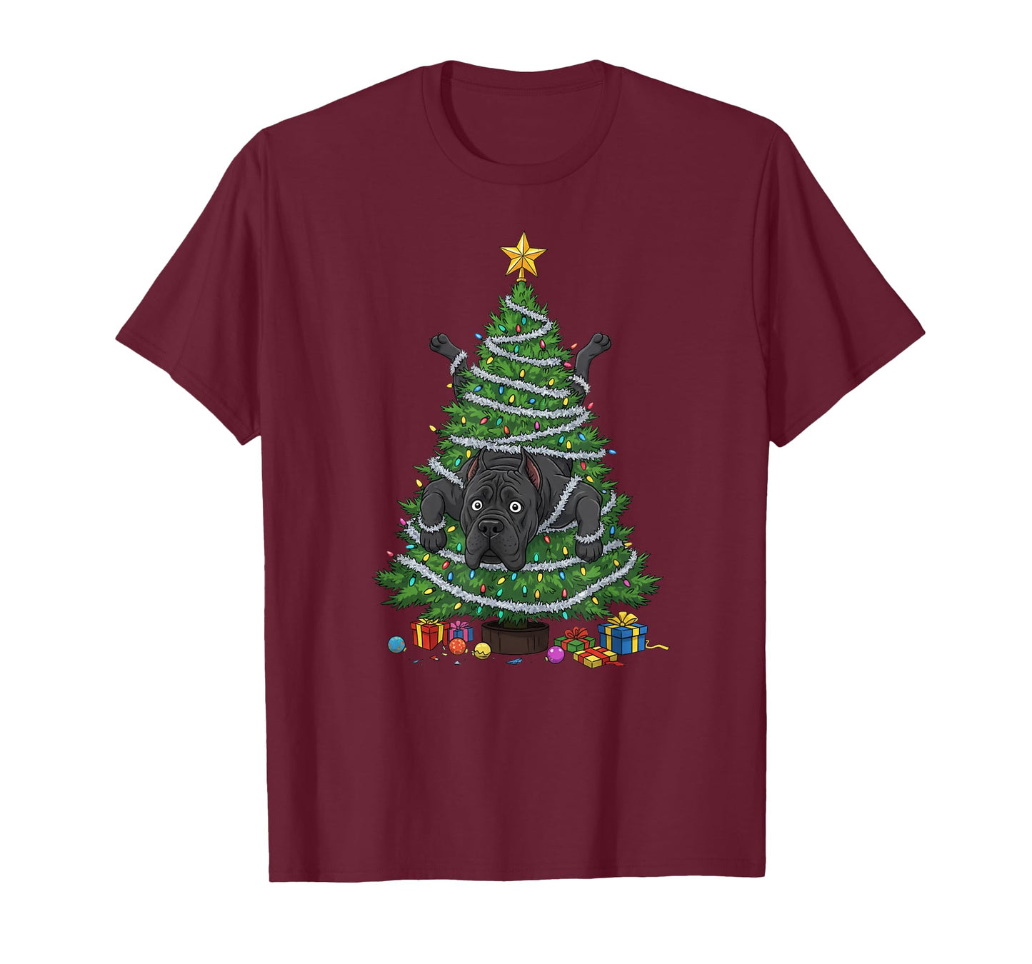 Funny Cane Corso Christmas Tree Lights Kids Mens Womens T-Shirt