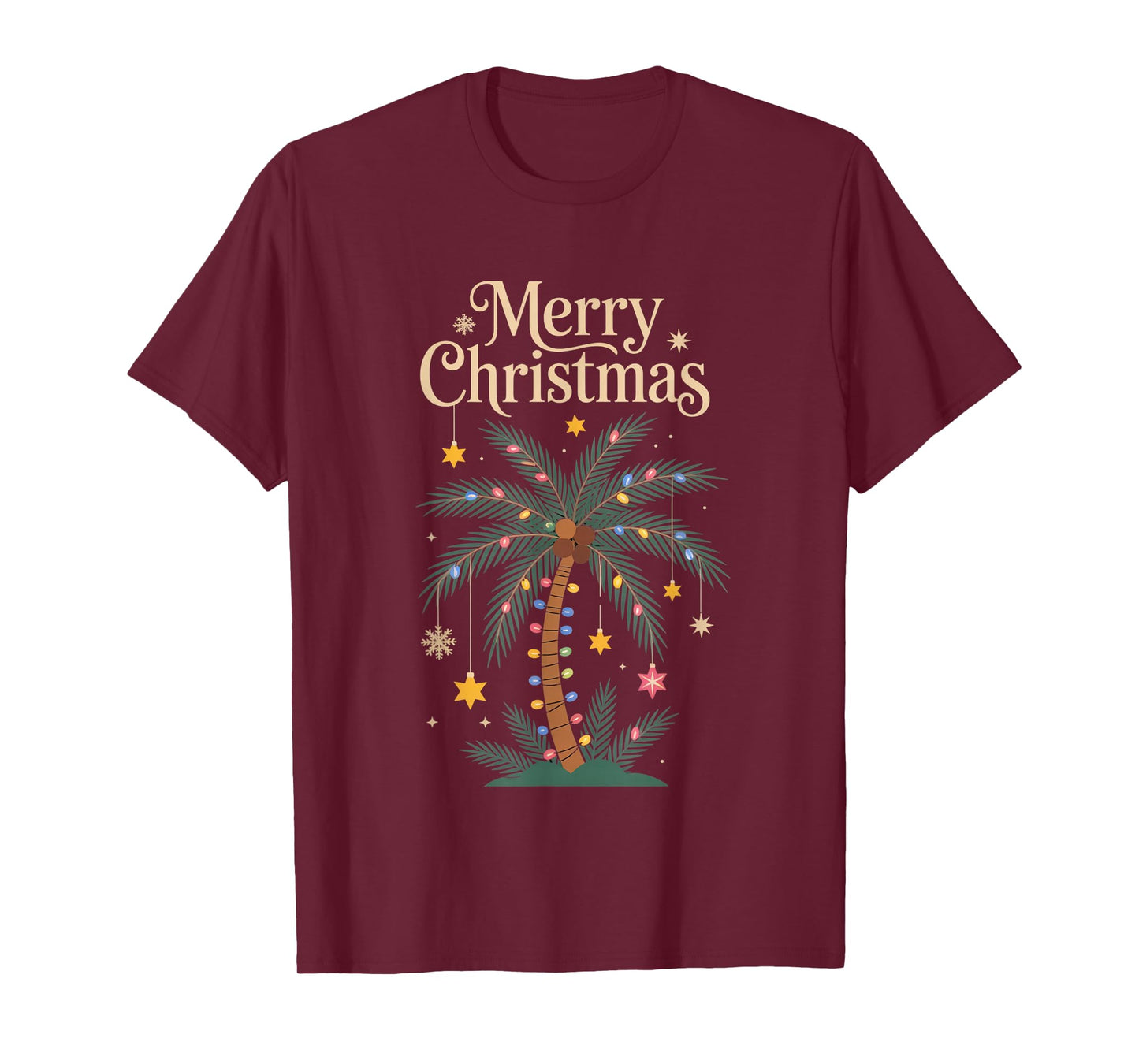 Christmas Palm Tree Lights Tropical Holiday Island Celebrati T-Shirt
