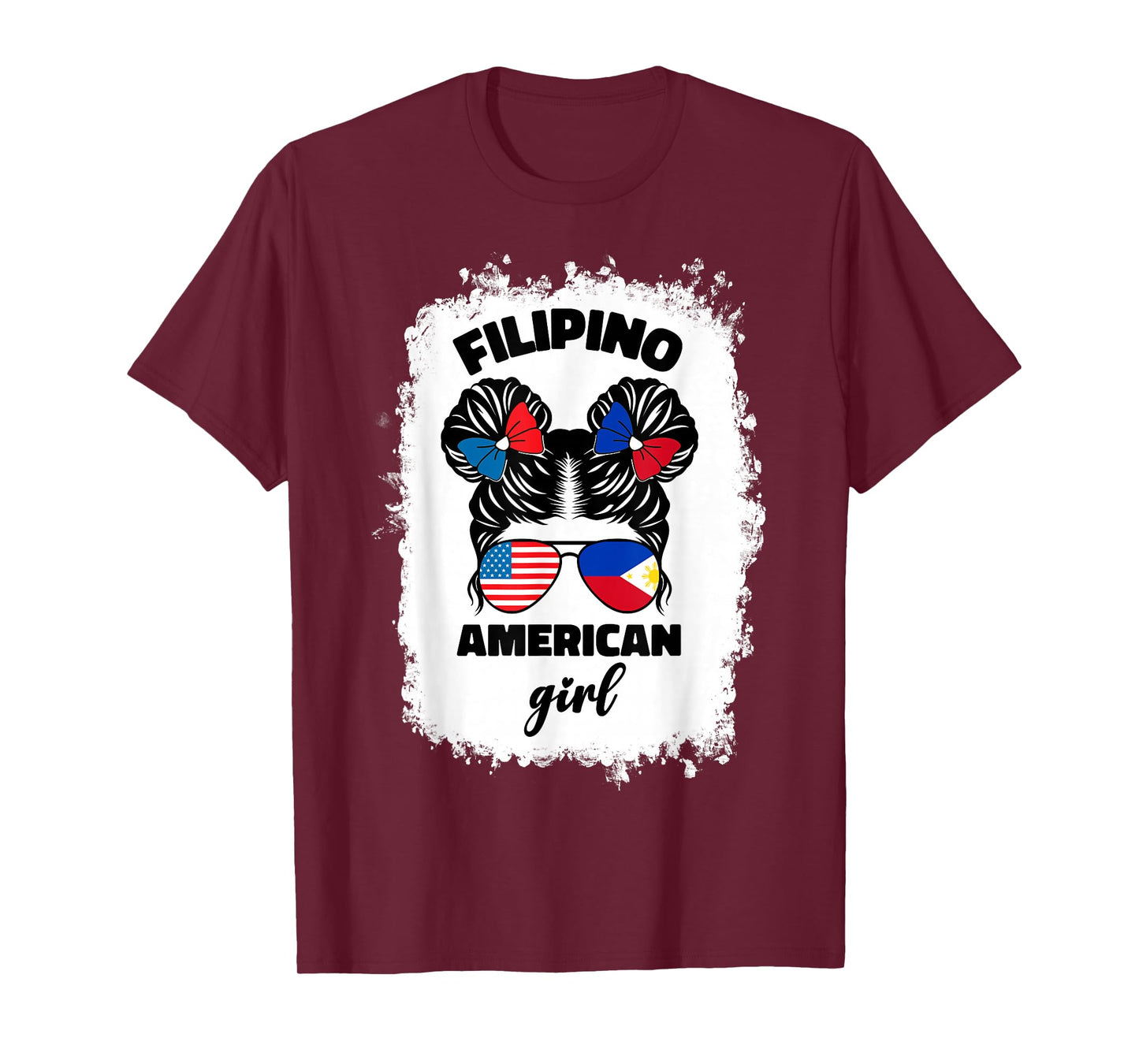 Half American Half Filipino Philippines Usa Flag Kids Girl T-Shirt