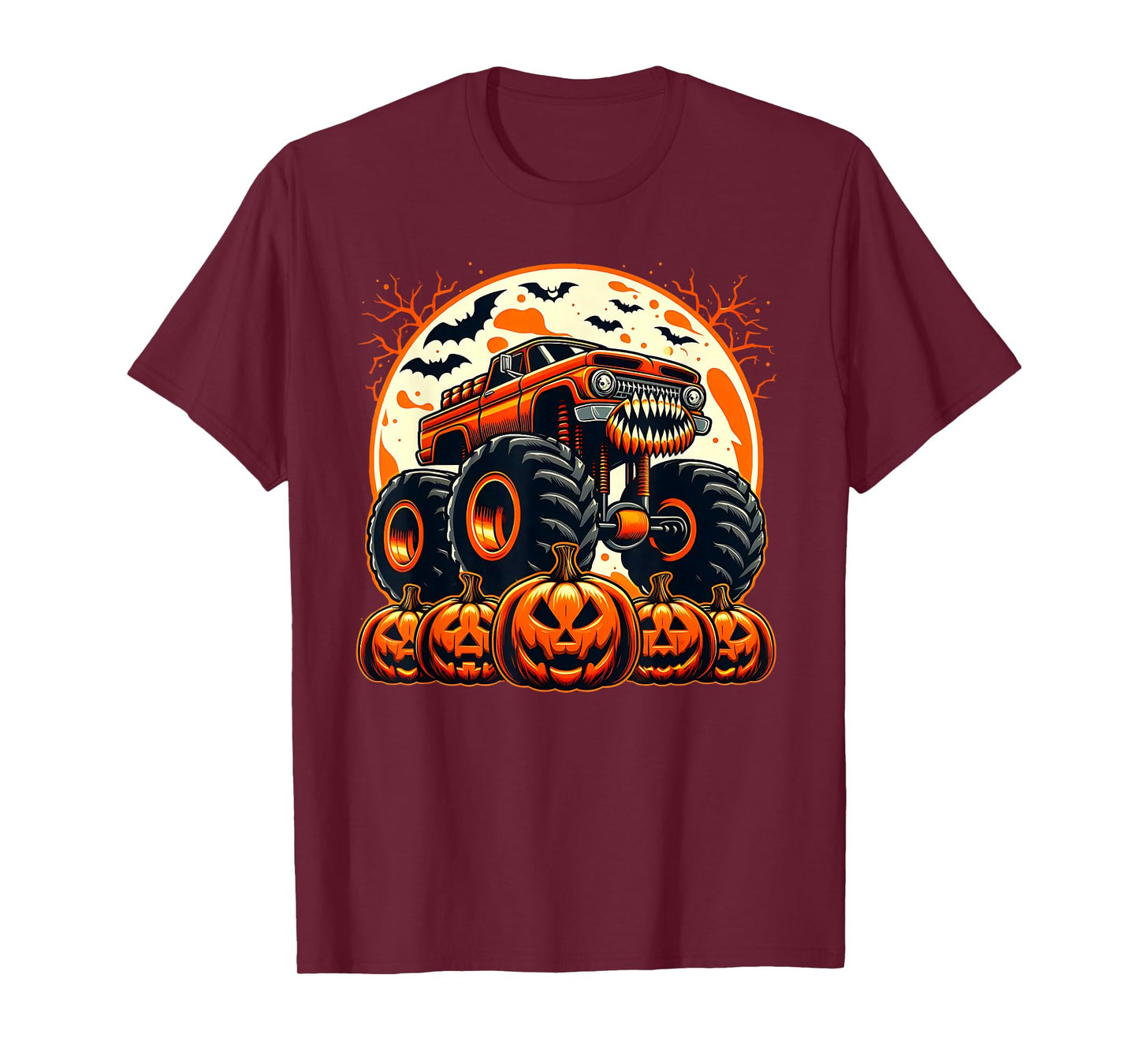 Monster Truck Ghost Pumpkin Halloween Costume Boys Toddler T-Shirt