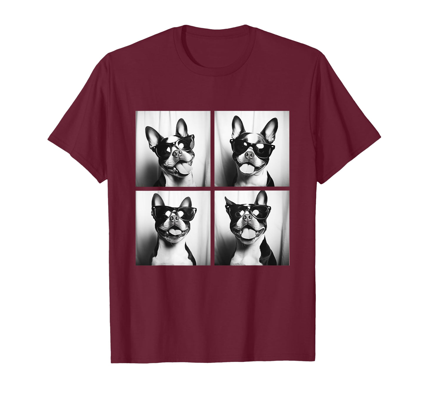 Boston Terrier Funny Dogs with Sunglasses Photo Pets Meme T-Shirt