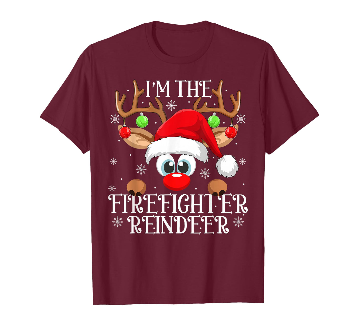 Firefighter Reindeer Christmas Family Matching Funny Xmas T-Shirt