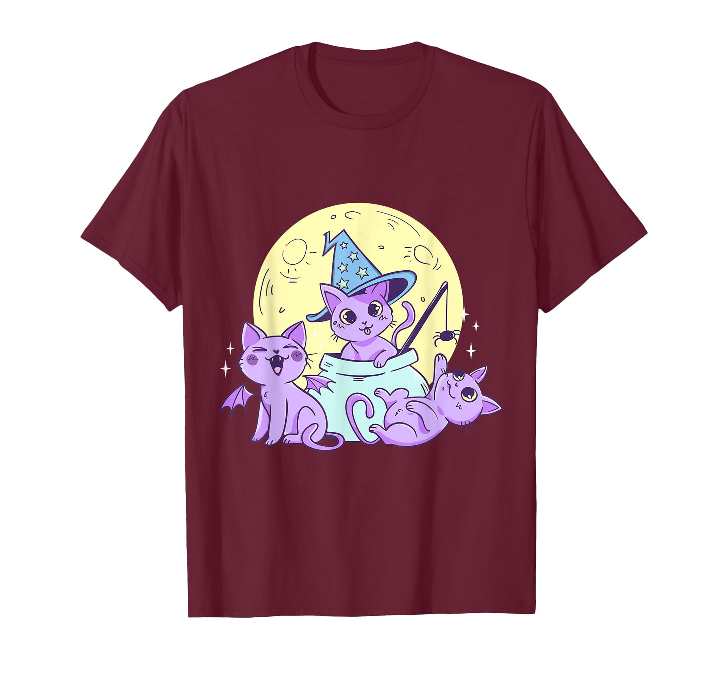 Creepy Pastel Goth Soft Goth emo Evil Cats with Moon T-Shirt