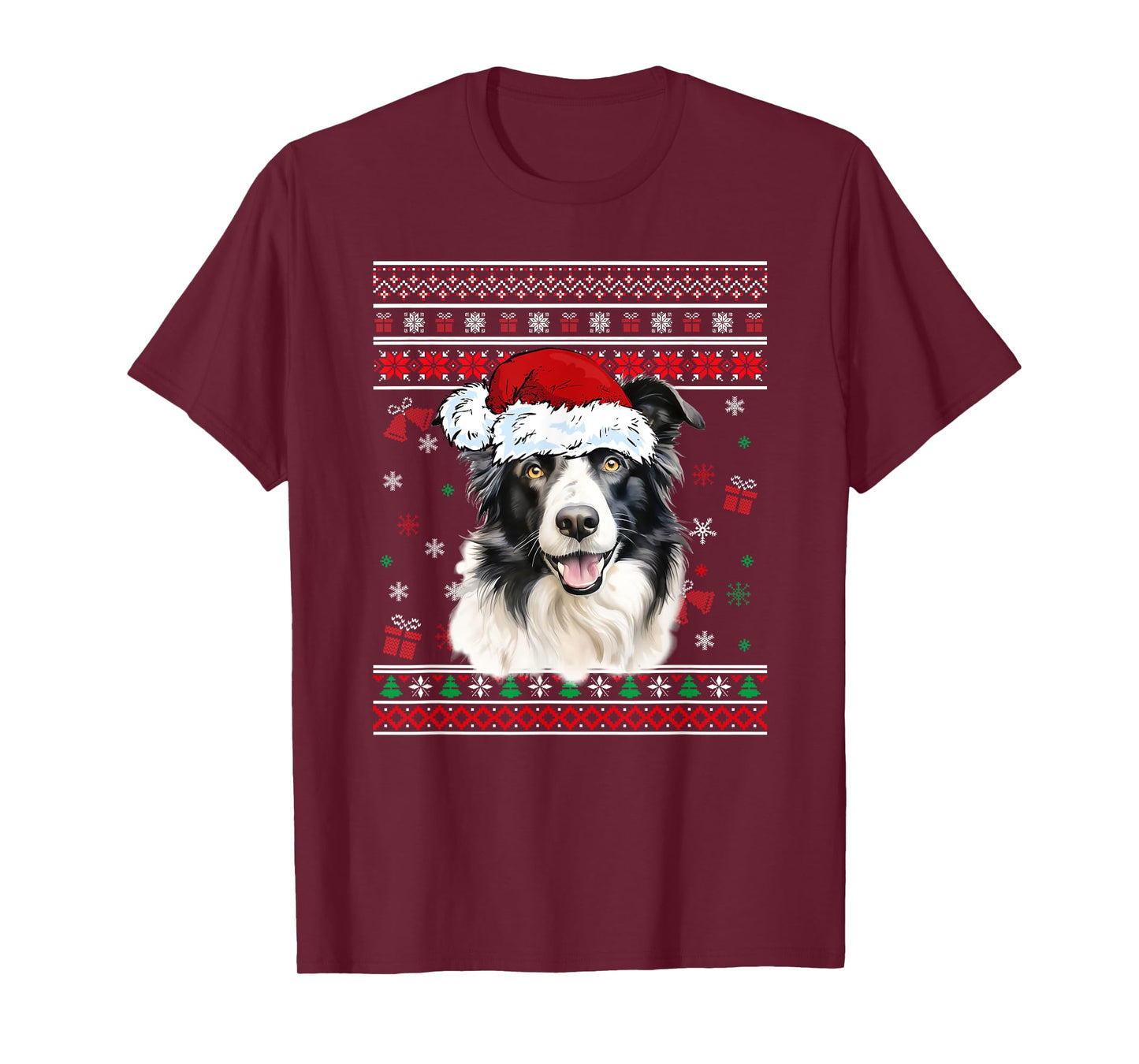 Border collie Dog Christmas Pajama Ugly Christmas Sweater Men Women Kids T-Shirt