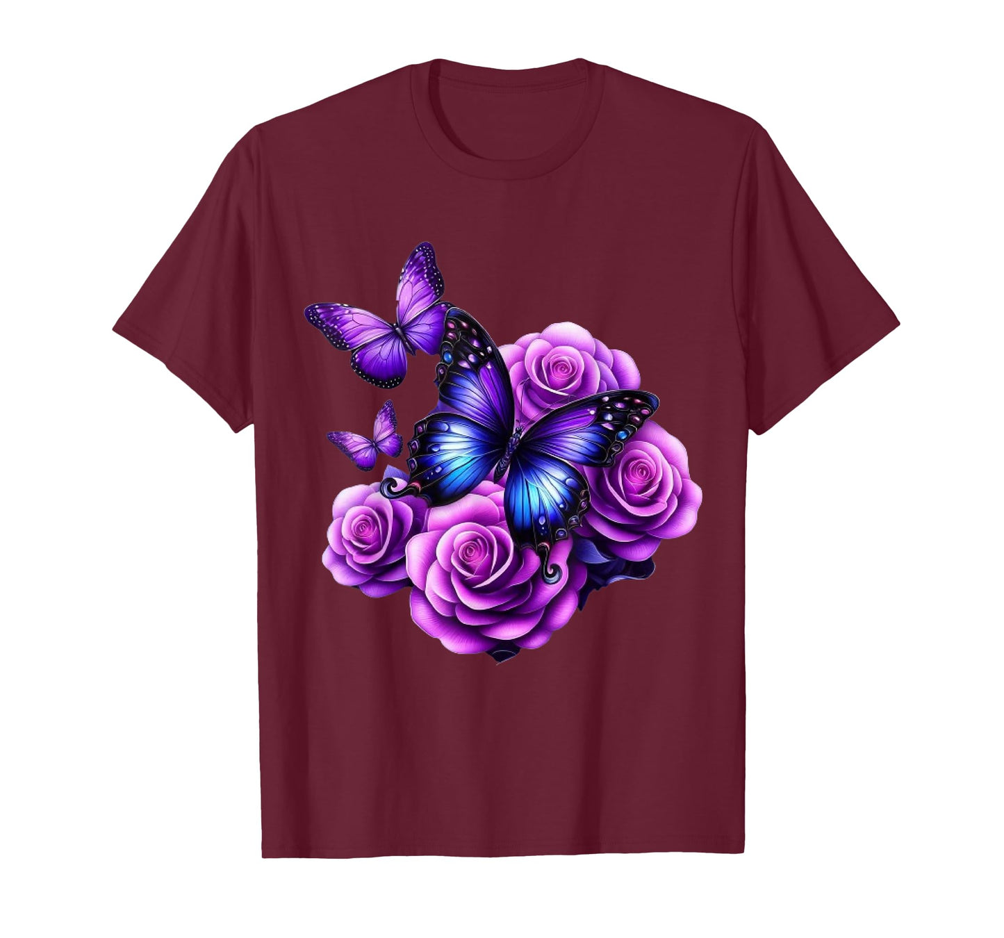 Beautiful Butterfly Purple Rose Butterfly Lovers Gifts Women T-Shirt