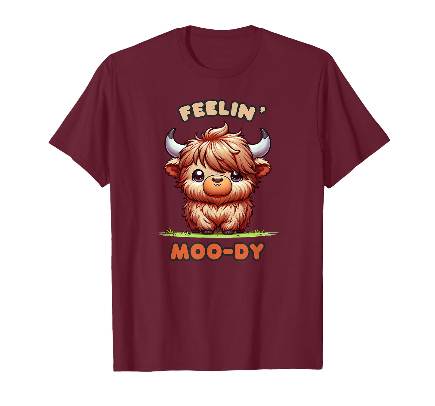 FEELIN' MOO-DY Micro Mini Highland Cow Cute Calf Funny Moo T-Shirt