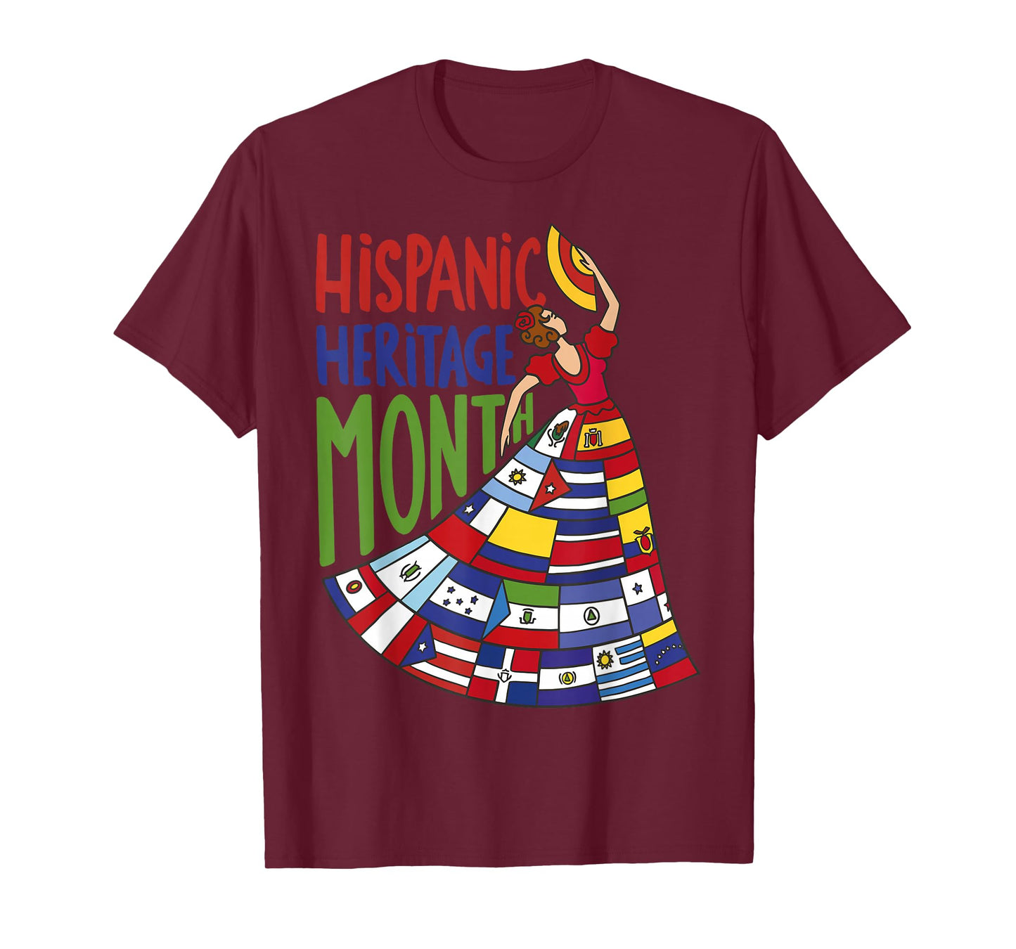 Hispanic Heritage Month 2024 Woman Latin Country Flags Dress T-Shirt