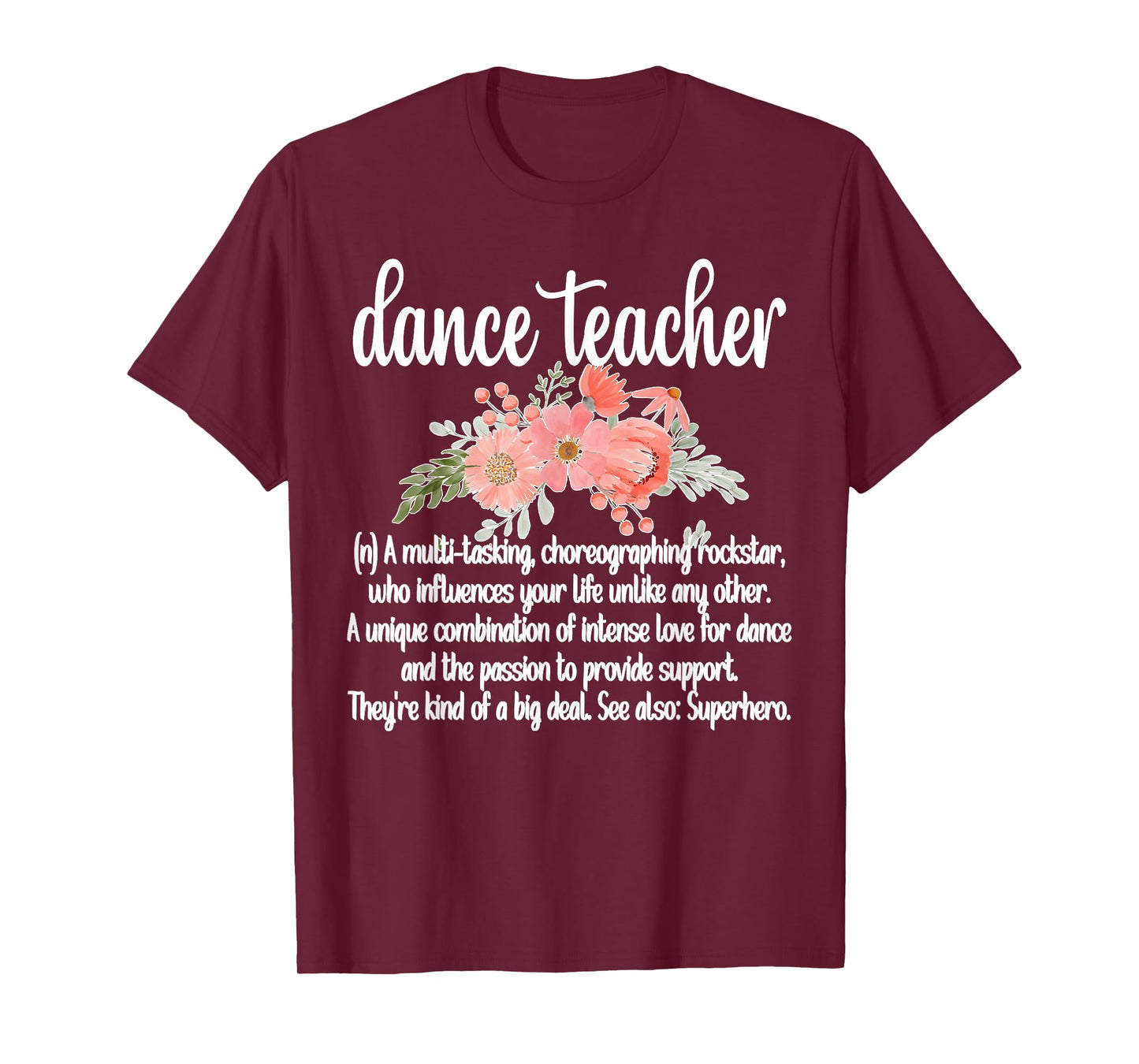 Dance Teacher Appreciation Women's Black Classic Fit Short Sleeve Lace Embellished Dance Teacher T-Shirt