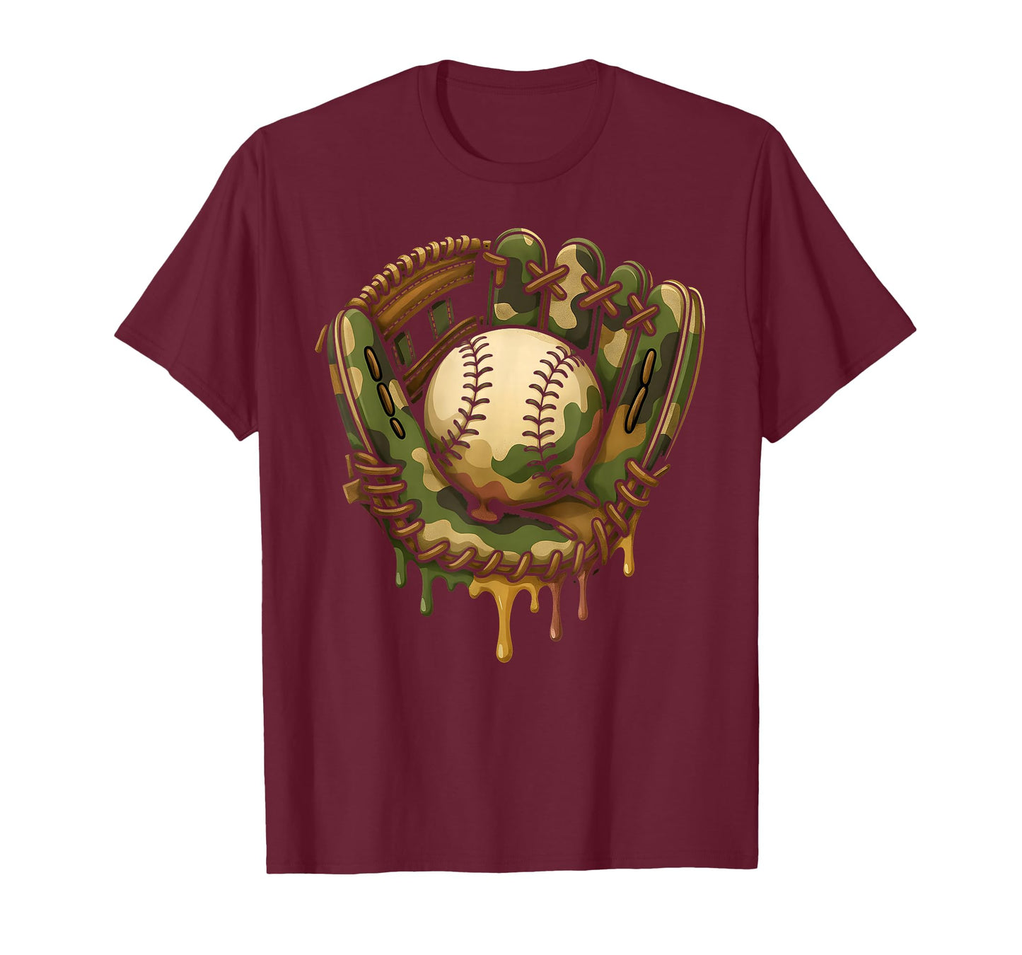 Baseball Drip Camo Baseball Glove Boys Sports Cool Game Day T-Shirt