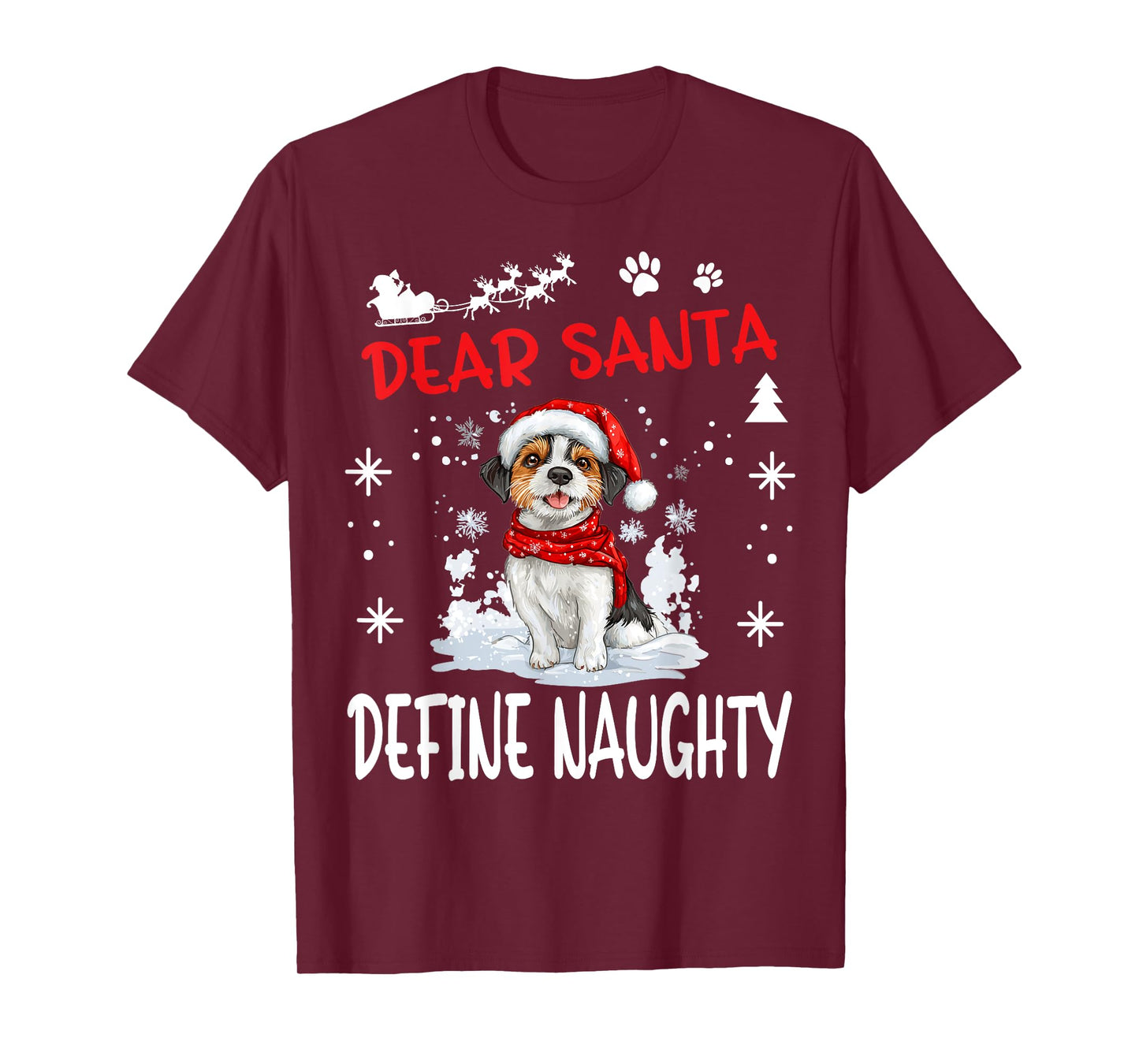 Cute Russell Terrier Dog Christmas Dear Santa Define Naughty T-Shirt