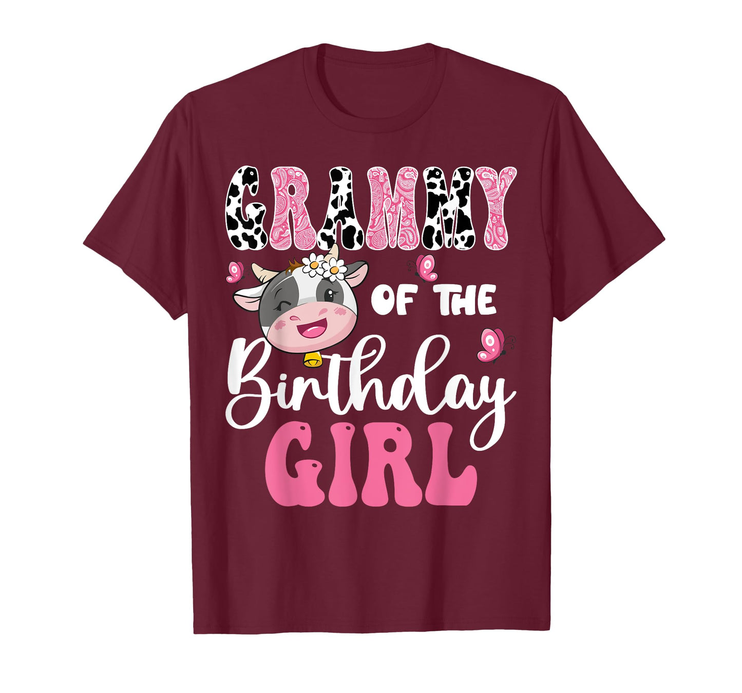 Grammy Of The Birthday Girl Farm Cow 1St Birthday Girl T-Shirt