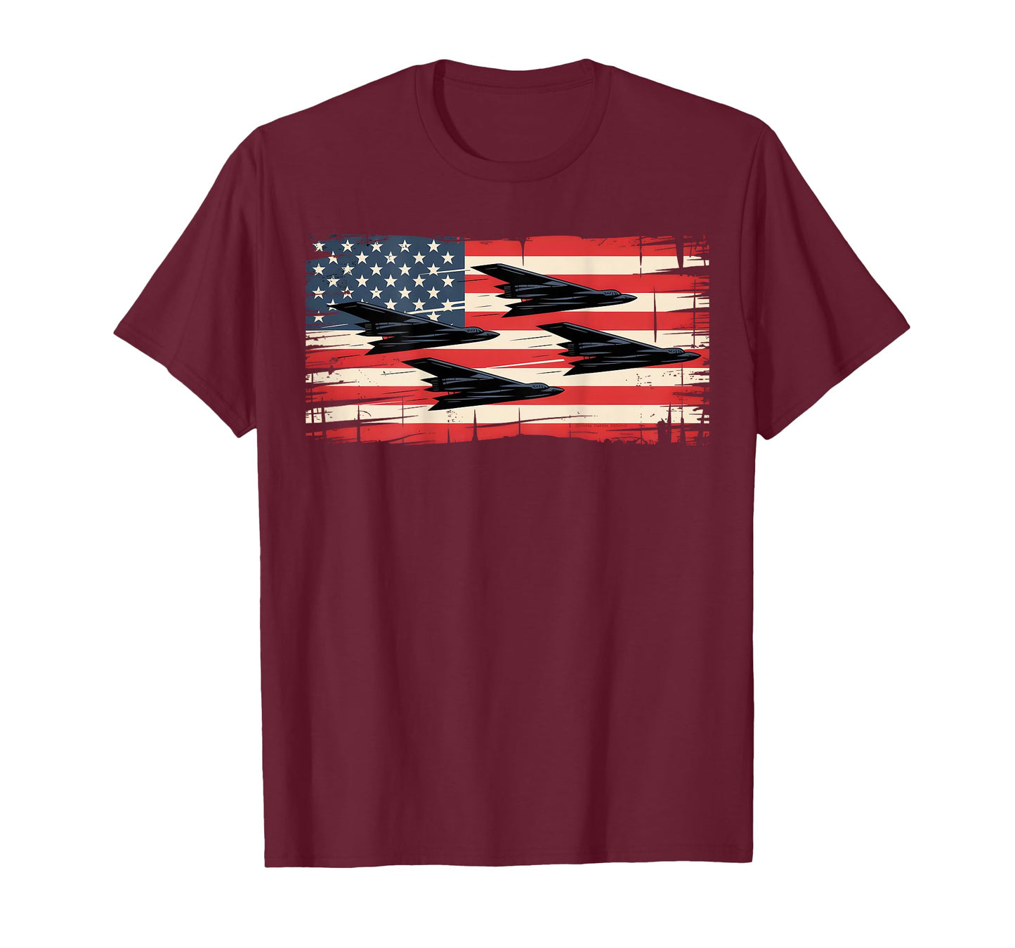 On Back Patriotic USA B2 Bombers American Flag 4th of July T-Shirt