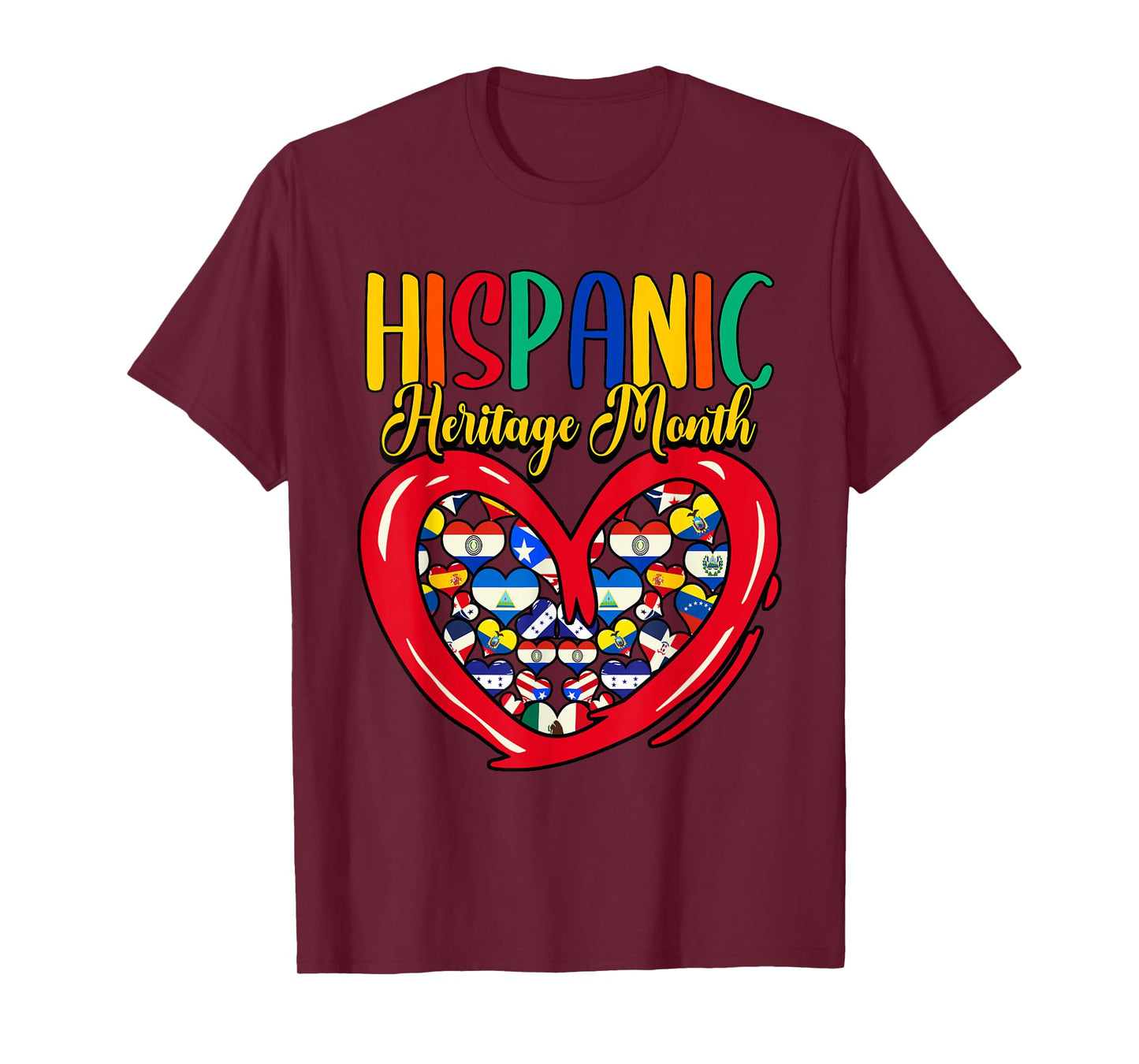 Hispanic Heritage Month All Countries Flags Heart T-Shirt