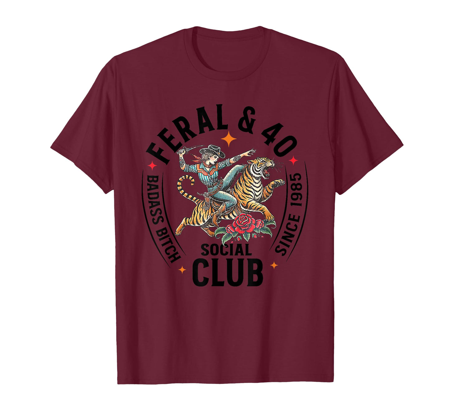 Feral & 40 Social Club Since 1985, Funny 40th Birthday T-Shirt