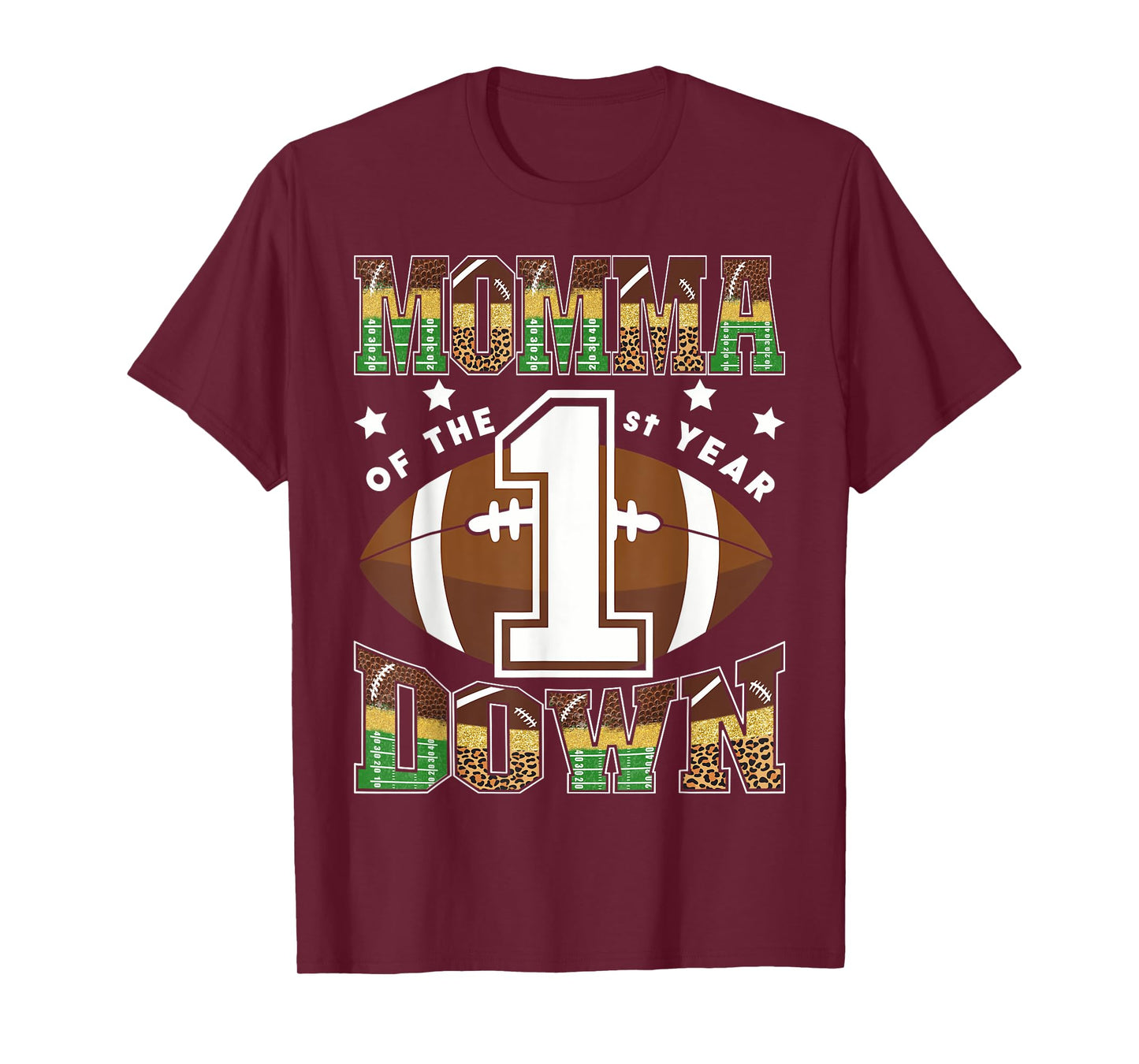 Momma Of The 1St Year Down Football First Birthday Boy T-Shirt