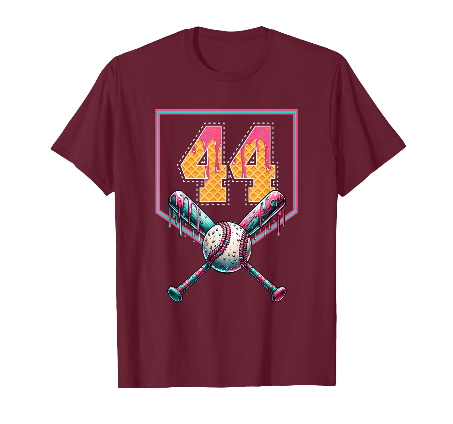 Baseball Drip Number 44 Player Or 44th Birthday T-Shirt