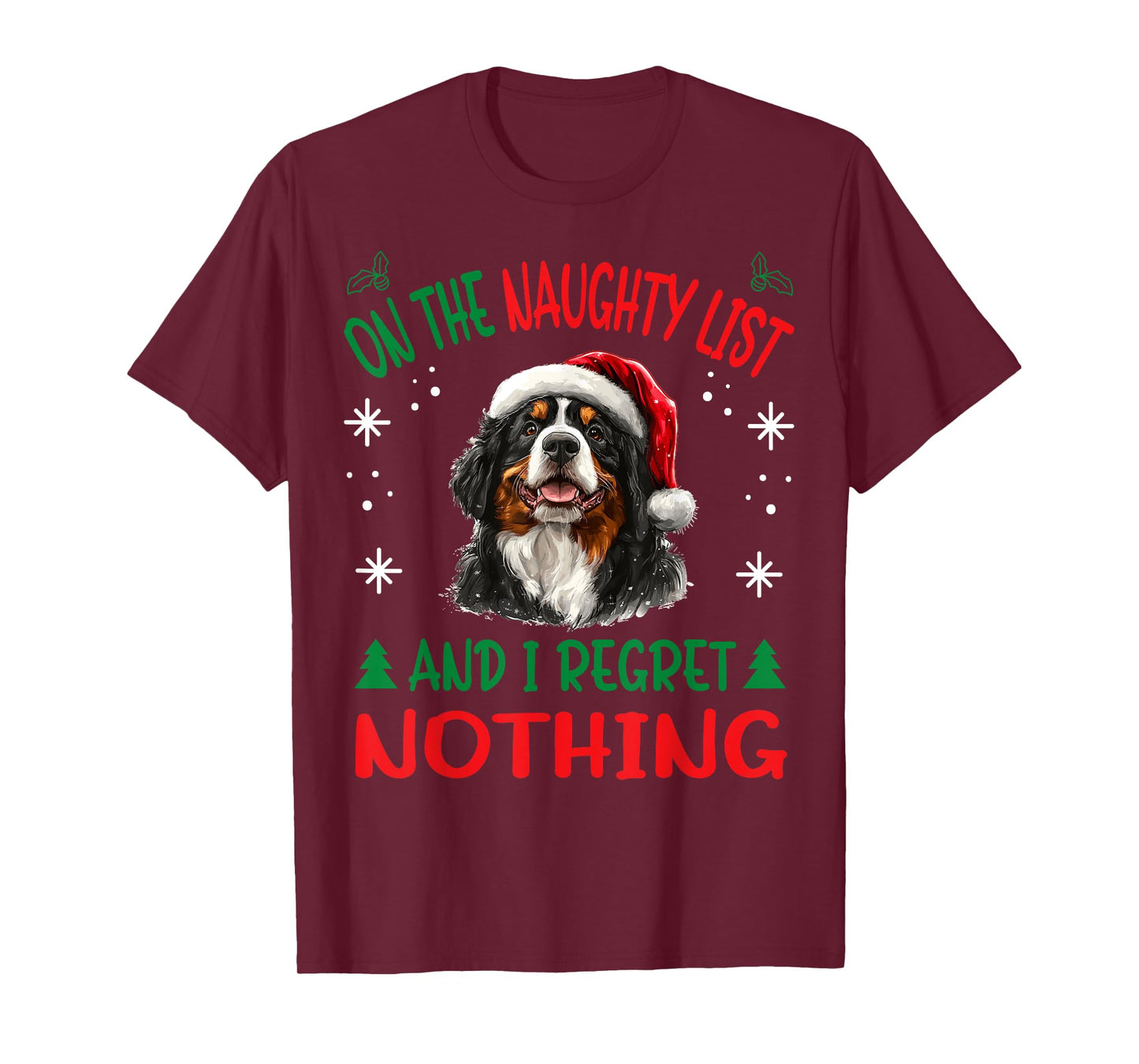 Bernese Mountain Christmas Dog Breed Designs Unisex-Adults, Kids T-Shirt - Black, Small - Short Sleeve - Christmas, Cute - Winter