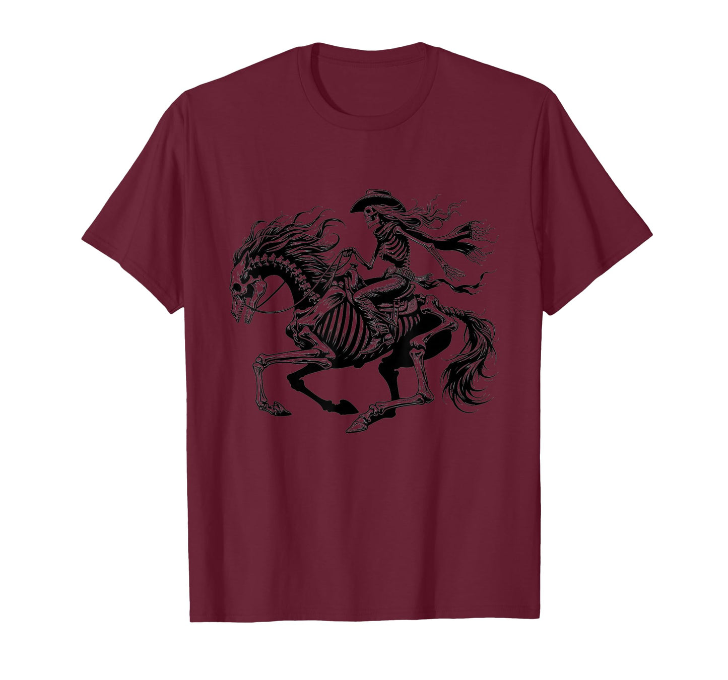 Rustic Skeleton Cowgirl Horse Rider Western Gothic Grunge T-Shirt