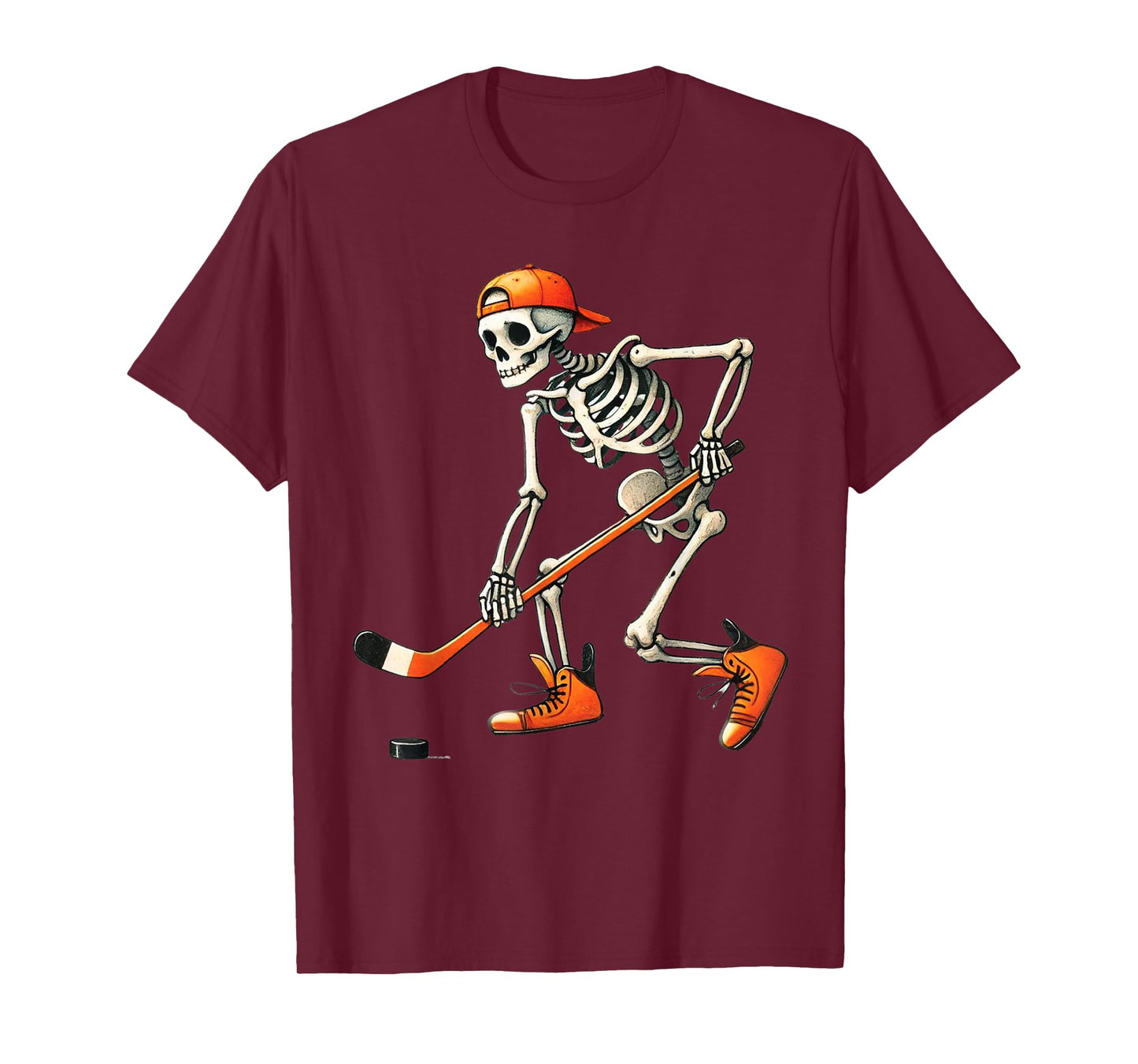 Skeleton Hockey Halloween Costume Sport Men Boys Kids Tee T-Shirt