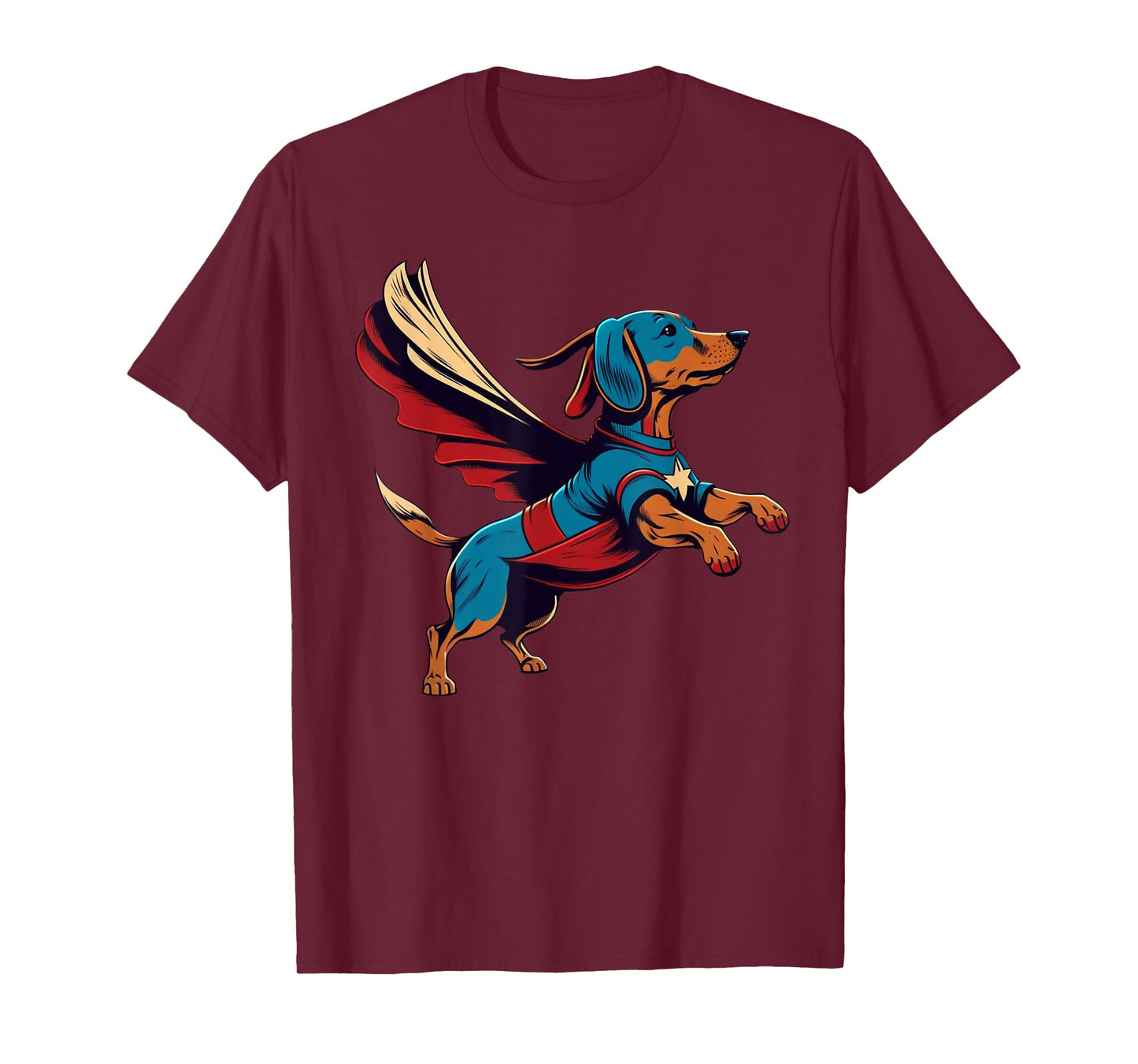 Superhero Dachshund Red Cape Super Hero Dog T-Shirt for Men Women Kids