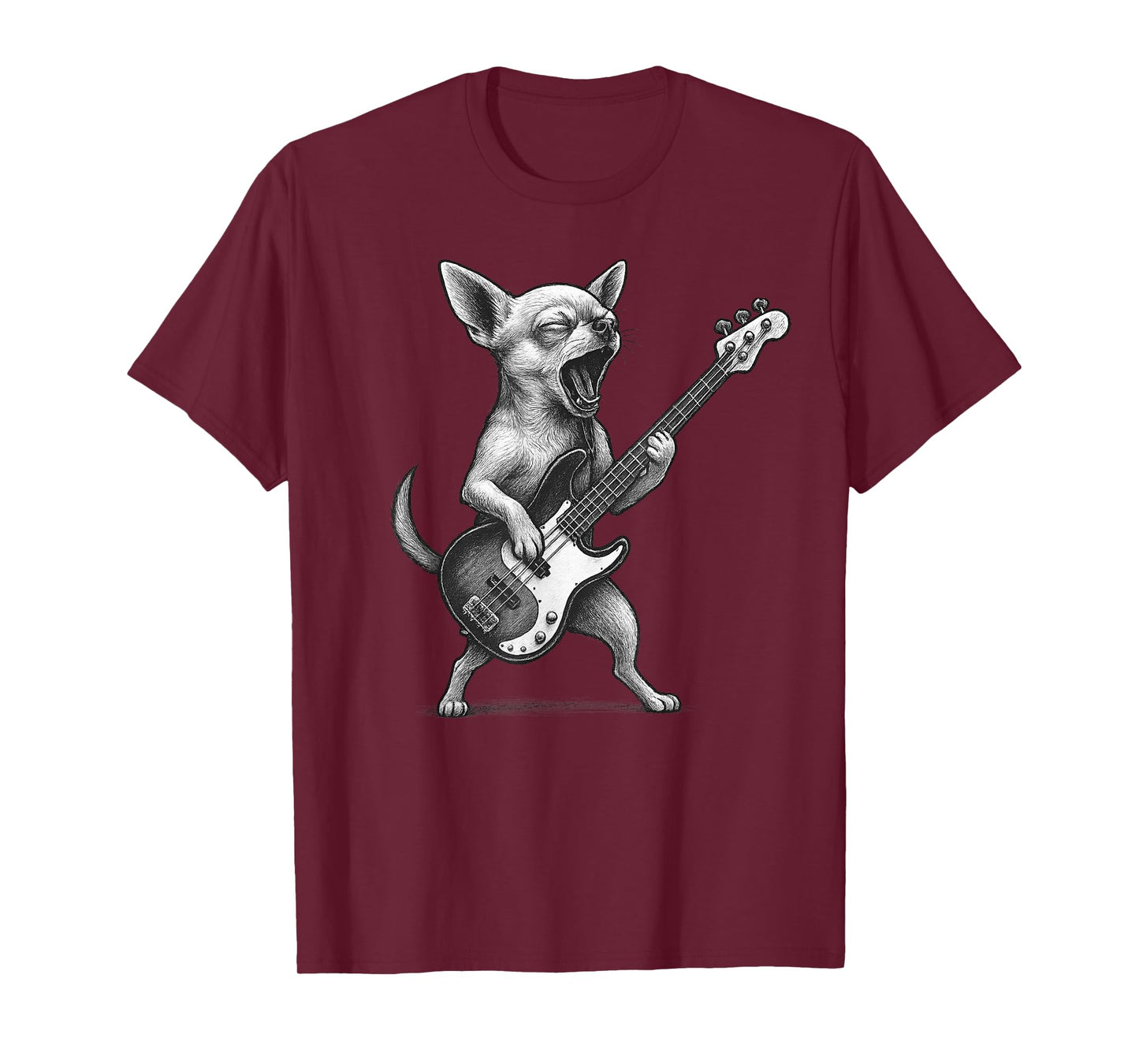 Chihuahua Playing Bass Guitar Rock Music Dog Lover T-Shirt