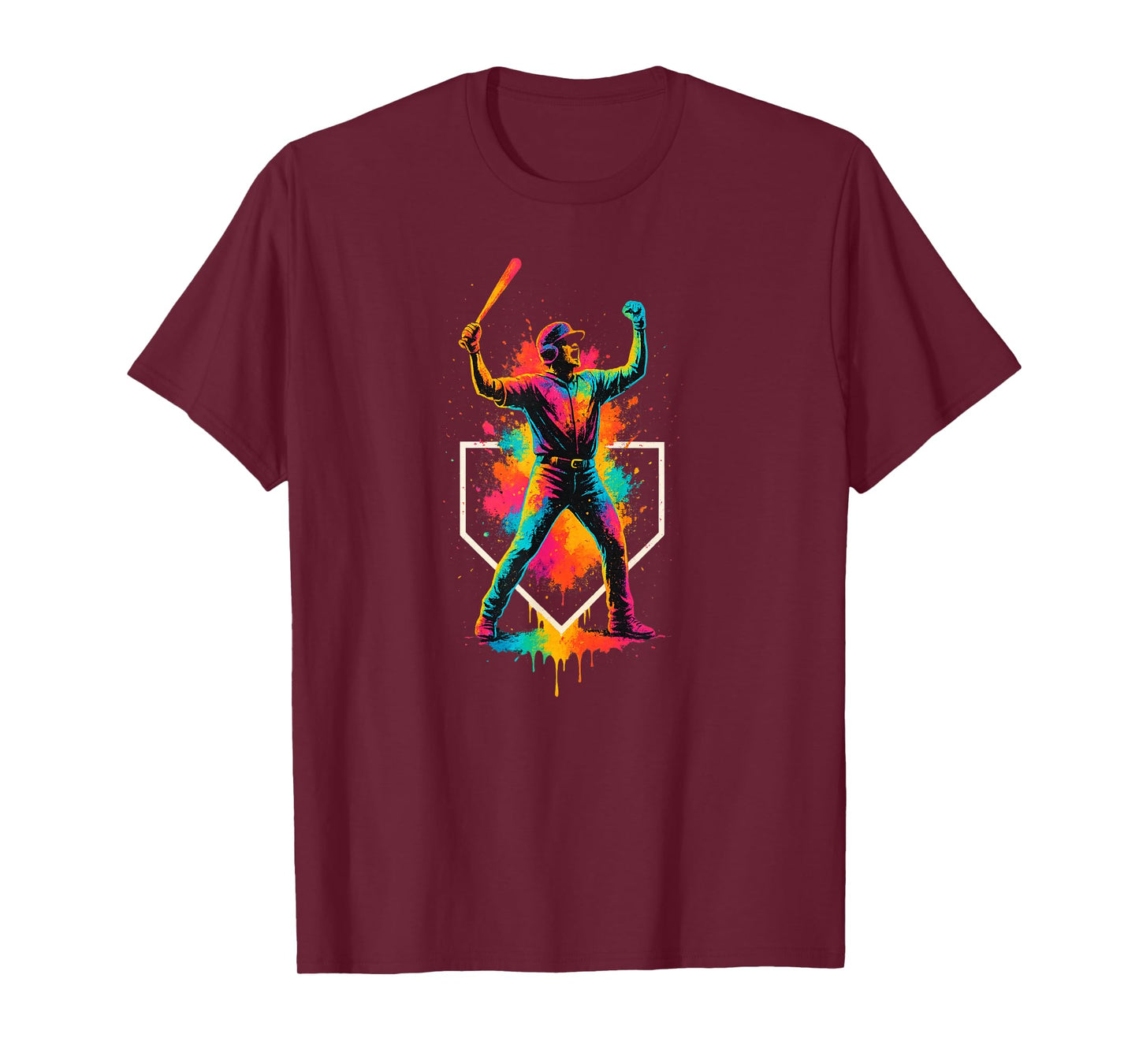 Colorful Splash Baseball Batter Swing with Home Plate Youth T-Shirt
