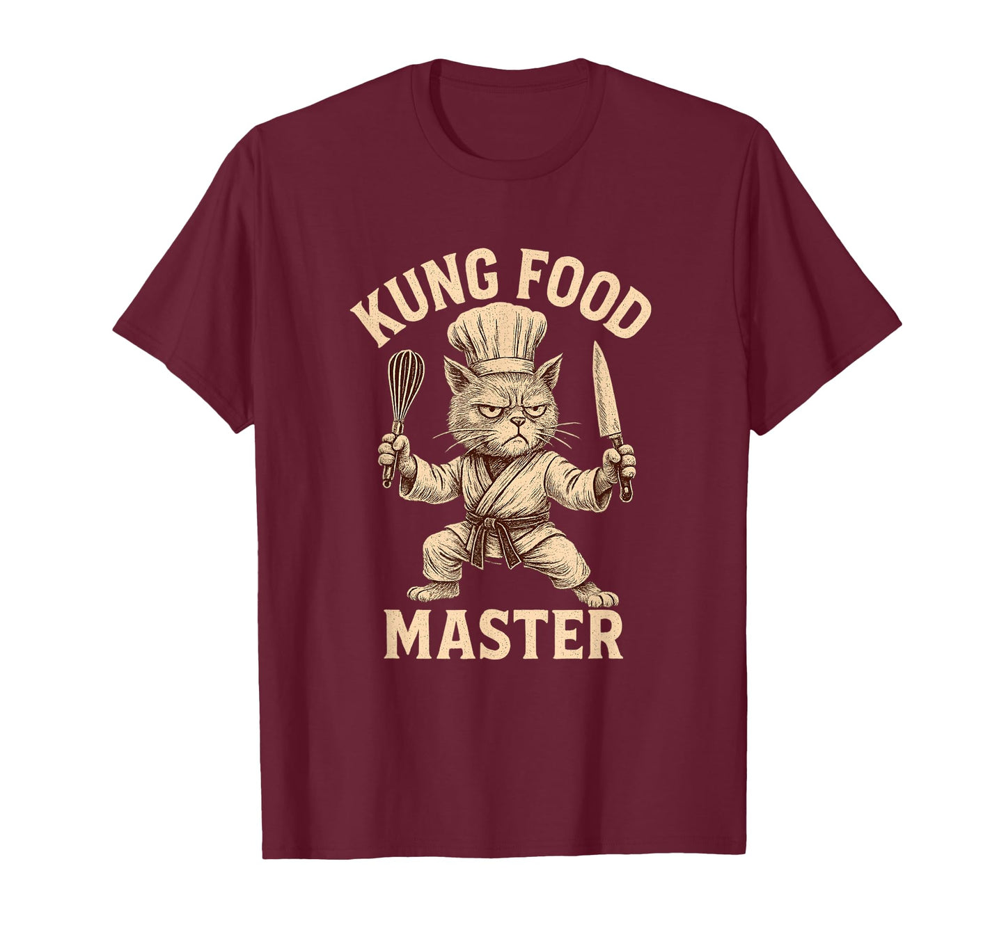 Kung Food Master Funny Cat Chef Martial Arts Cooking Foodies T-Shirt