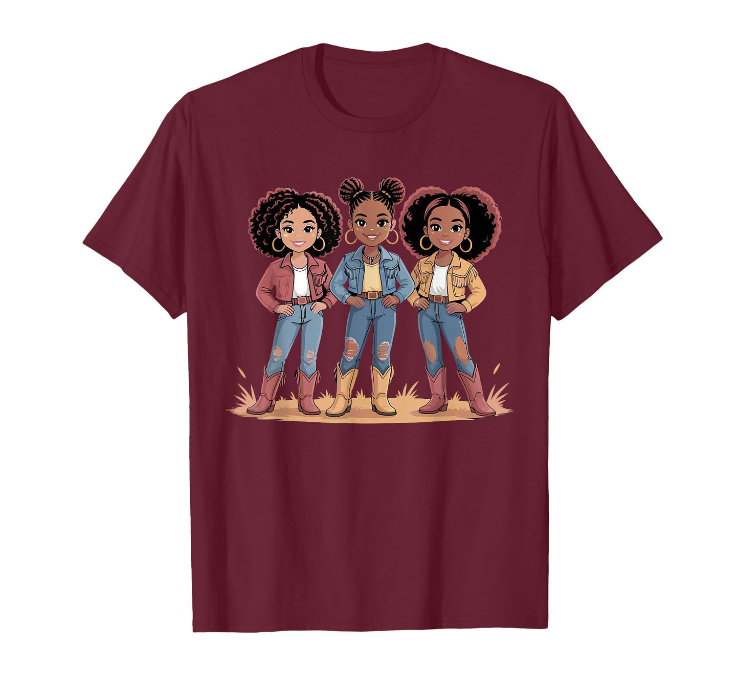 Black African American Western Country Cowgirl Kids Toddlers T-Shirt