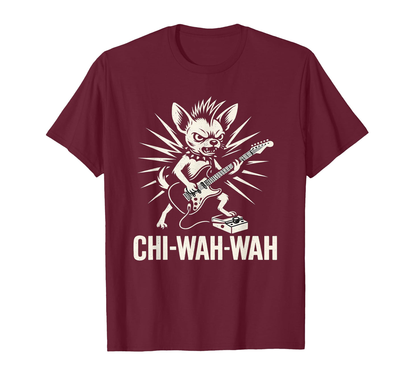 Chihuahua Dog Guitarist Wah Pedal Punk Rocker Music T-Shirt