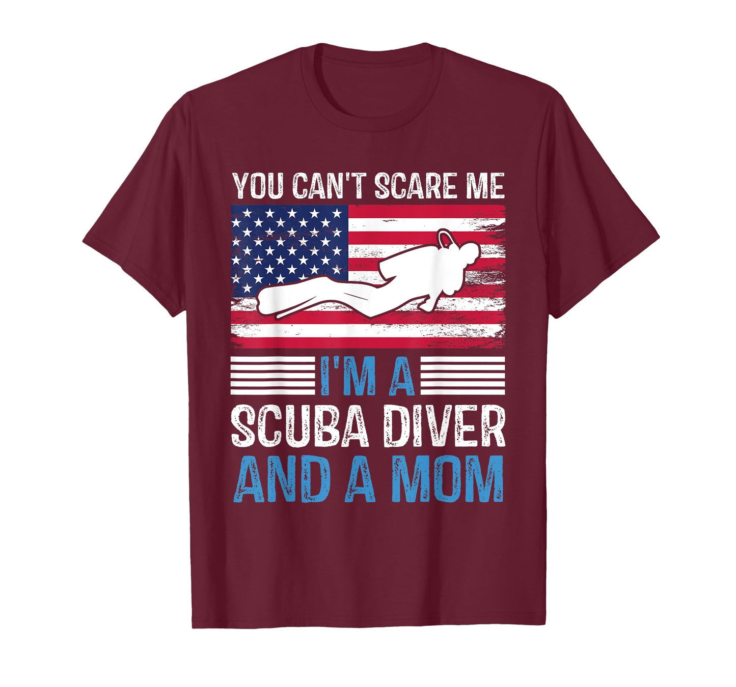 Divers Scuba Diving Mask Snorkel Fins American Flag USA Tee Women Kids Men T-Shirt