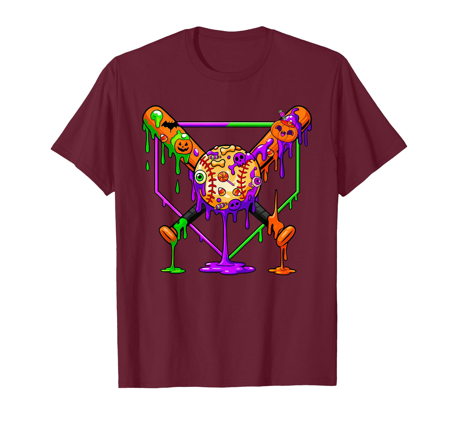 Spooky Baseball Drip Ice Cream Halloween Youth Tee T-Shirt