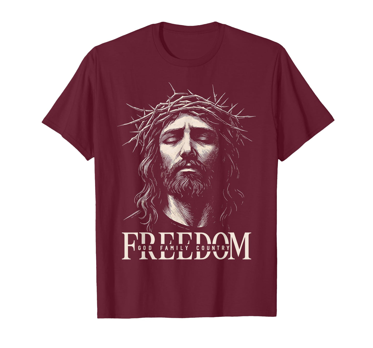 HUGvyn Freedom Jesus Christian Face Crown God Family Country T-Shirt