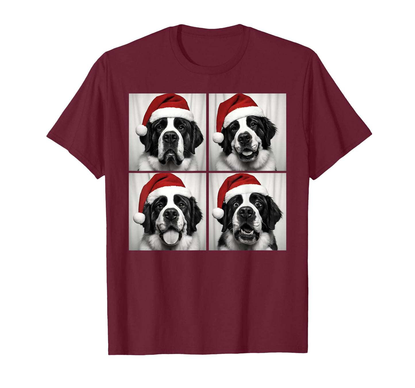 Funny Christmas Saint Bernard Santa Dog Lover Photo Booth T-Shirt