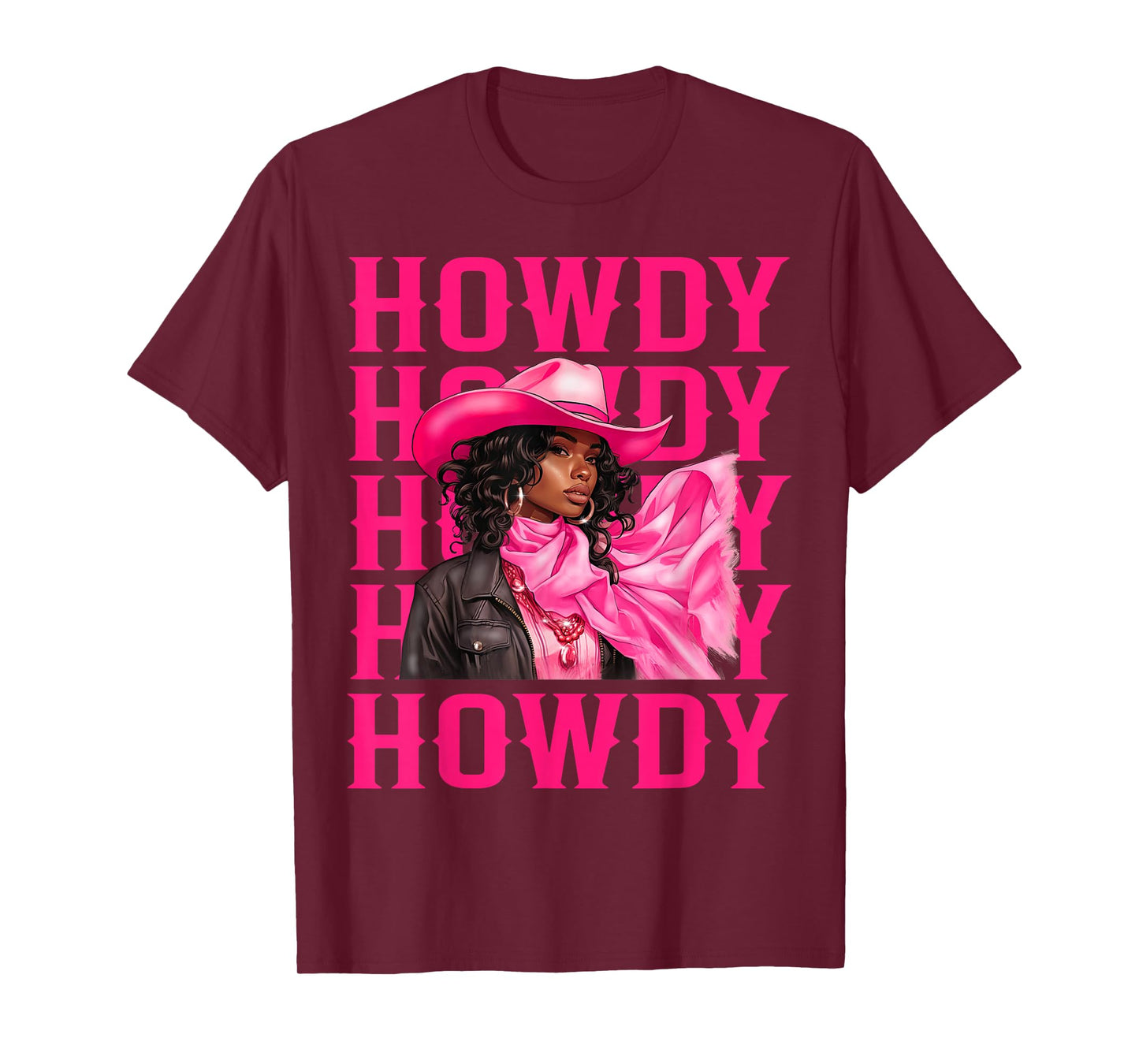 Howdy Western Cowgirl African American Black Women Girls T-Shirt