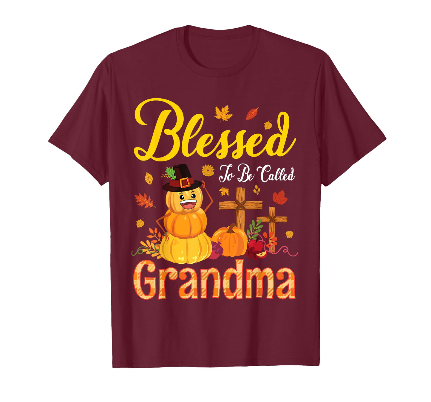 Flower Fruits Pumpkin Pilgrim Blessed To Be Called Grandma T-Shirt