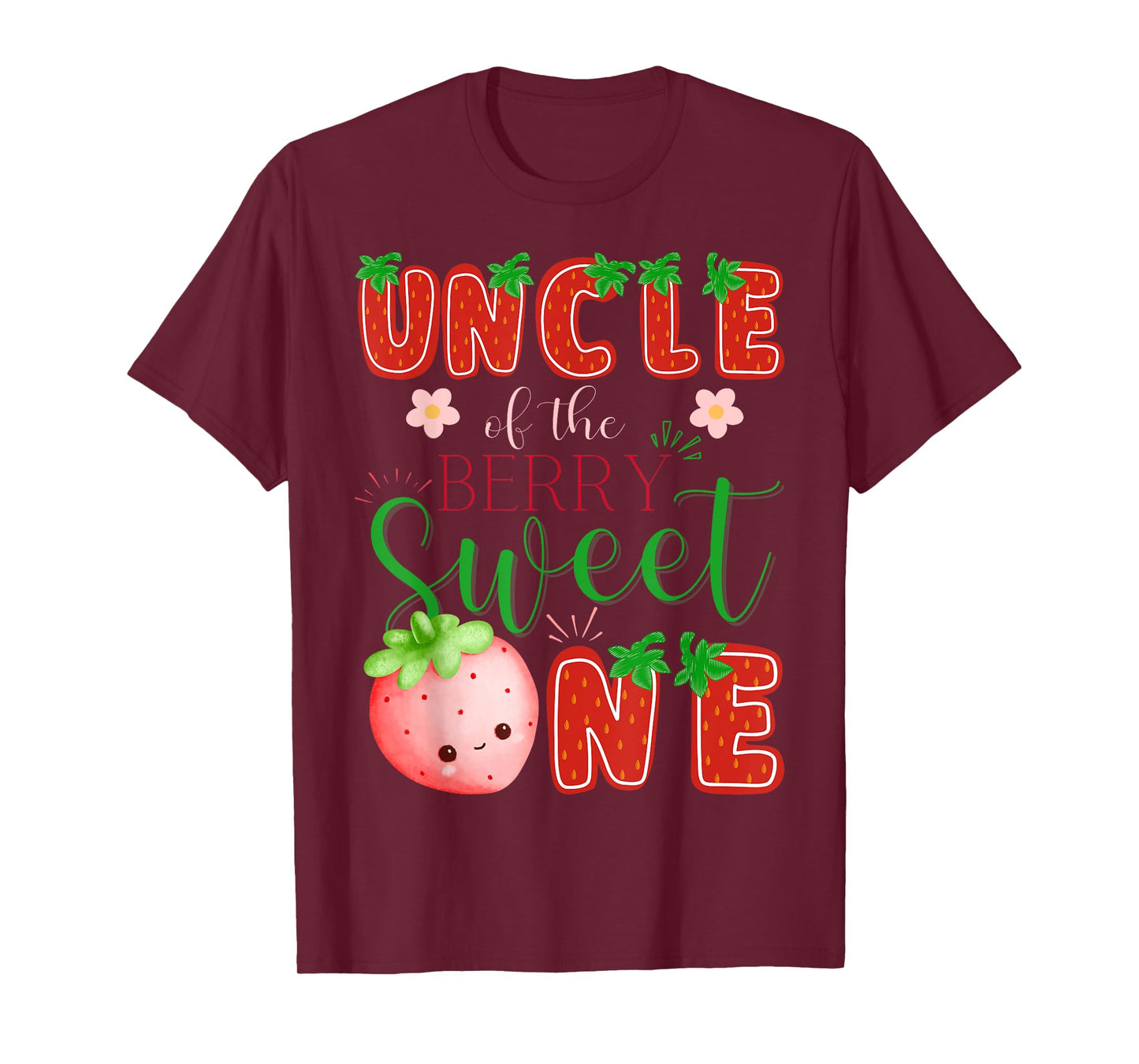 Uncle Of The Berry Sweet One 1St Birthday Strawberry T-Shirt