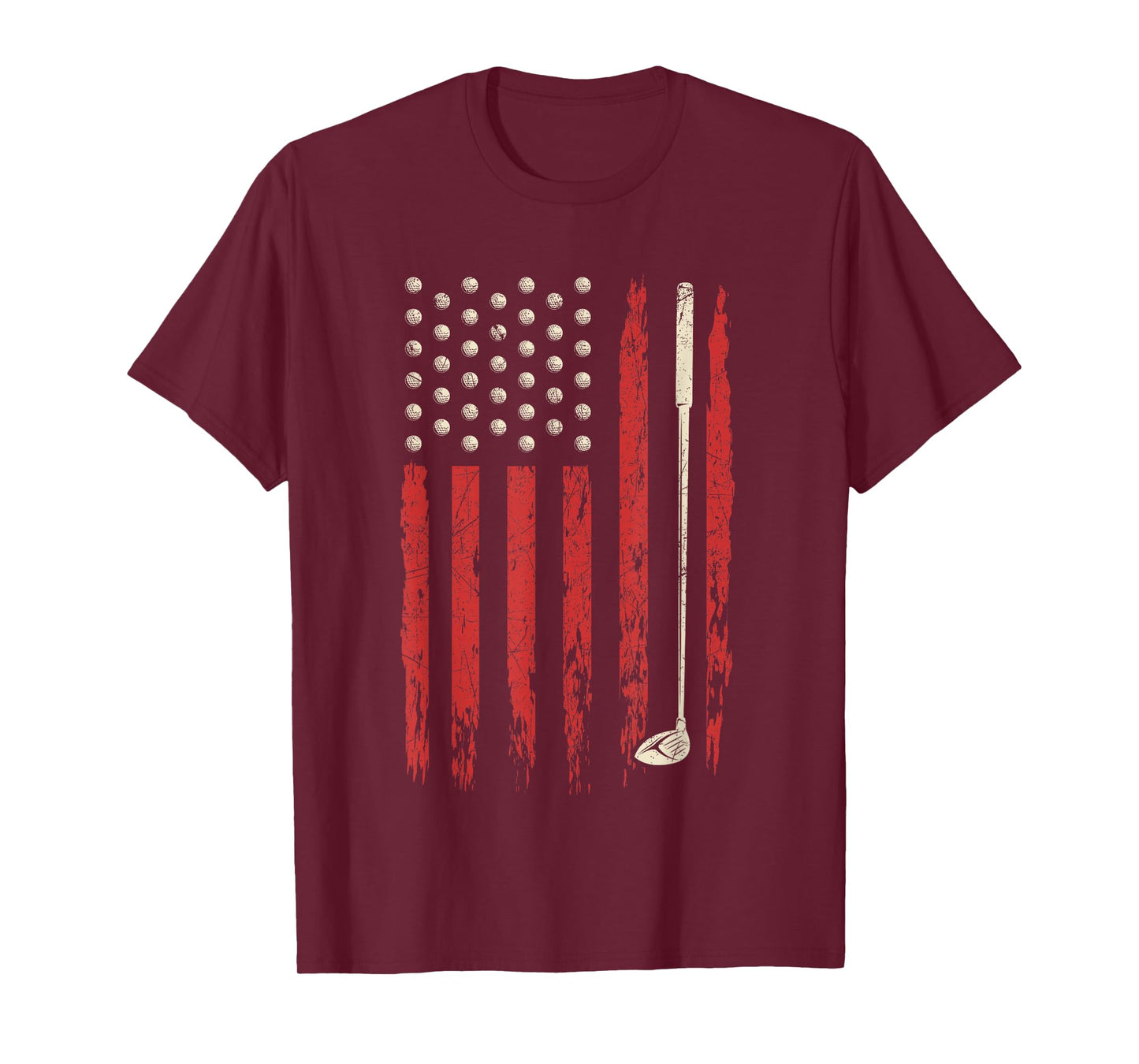 Patriotic American Flag Golf Vintage USA Flag Golfer Men T-Shirt