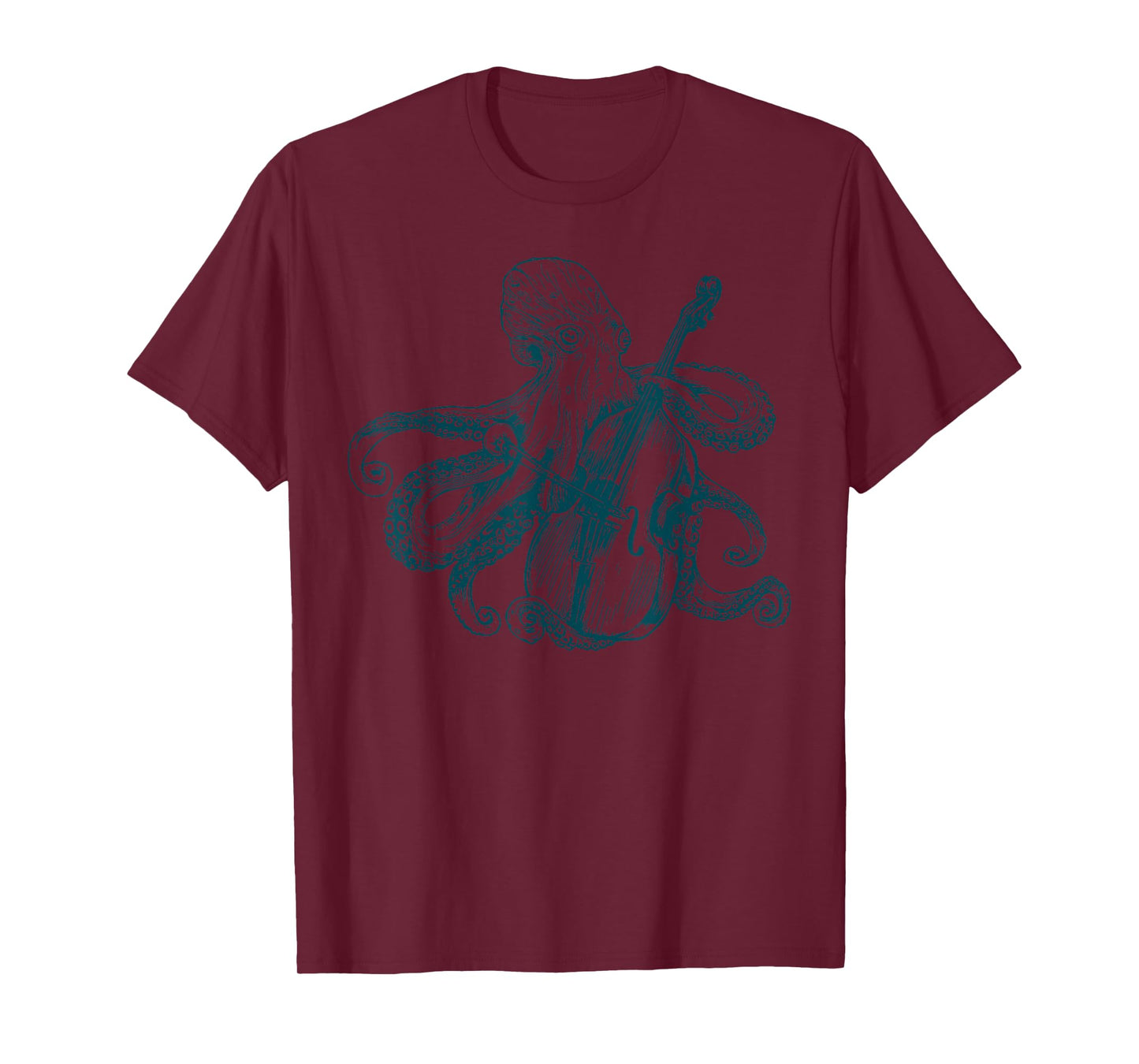 Vintage Octopus Playing Cello Musician Animal Lover Sea T-Shirt