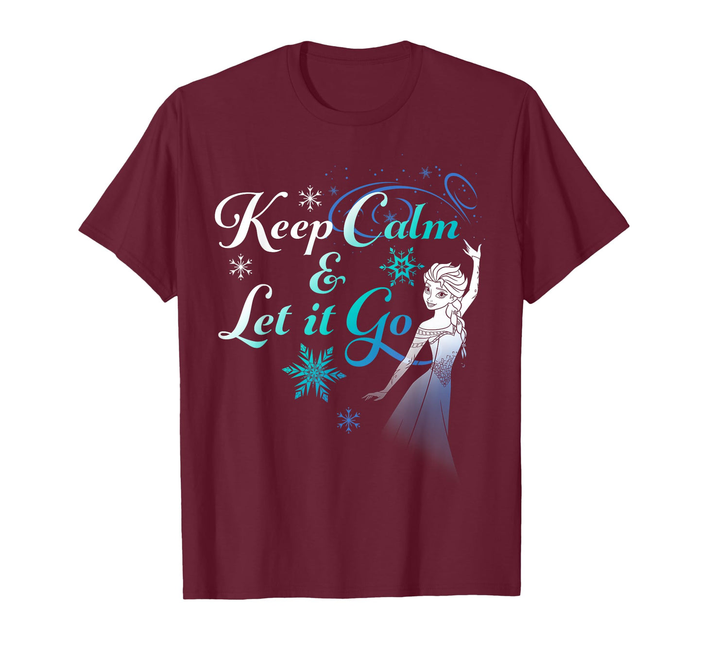 Disney Frozen Elsa Keep Calm & Let It Go Snowflake Portrait T-Shirt