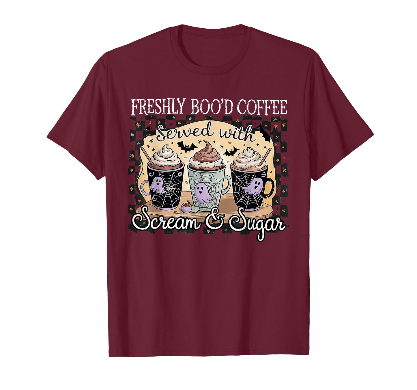 Retro Freshly Boo'd Coffee Lovers Boujee Ghost Halloween T-Shirt