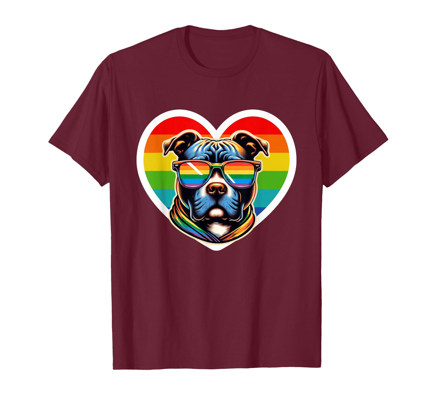 Pitbull Heart Pride LGBTQ Rainbow Gay Funny Dog Lovers T-Shirt