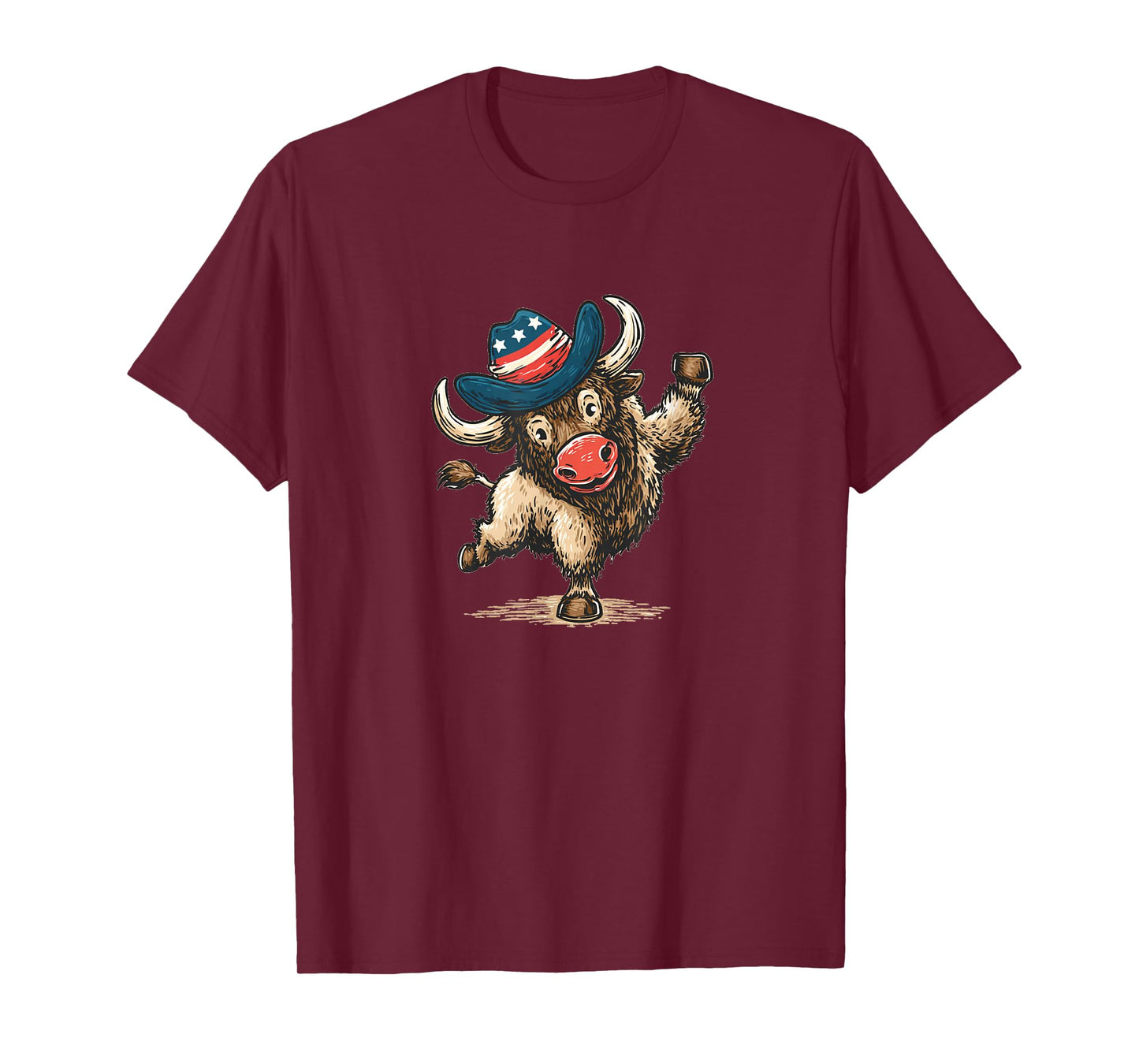 Awesome Bison Look in Patriotic Colors T-Shirt