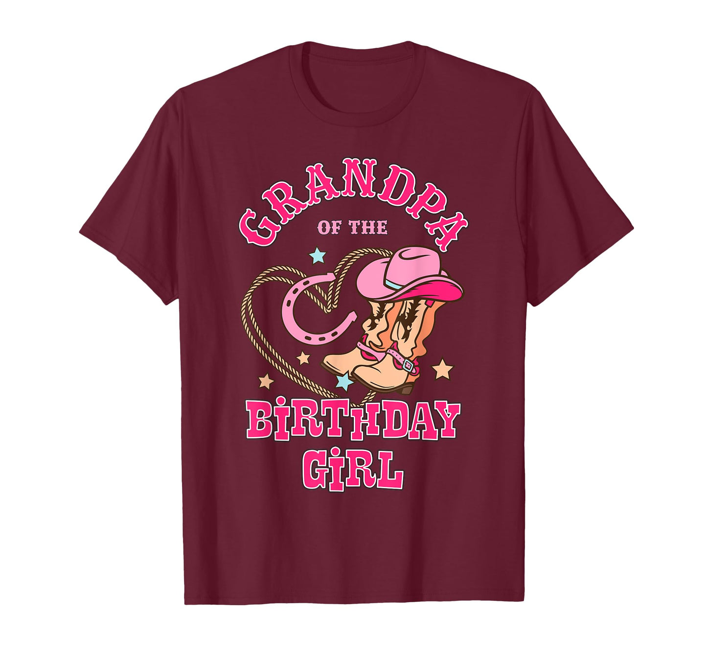Grandpa Of the Birthday Girl Pink CowGirl Western Rodeo T-Shirt