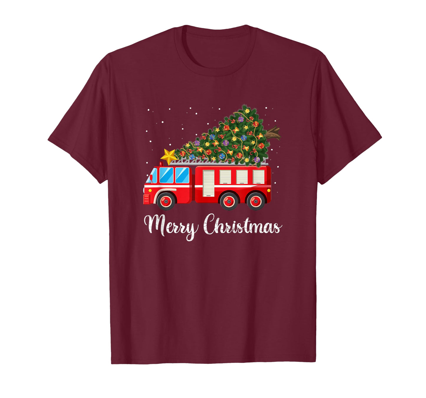Firefighter Fire Truck Christmas Tree Fire Truck Xmas Gift T-Shirt